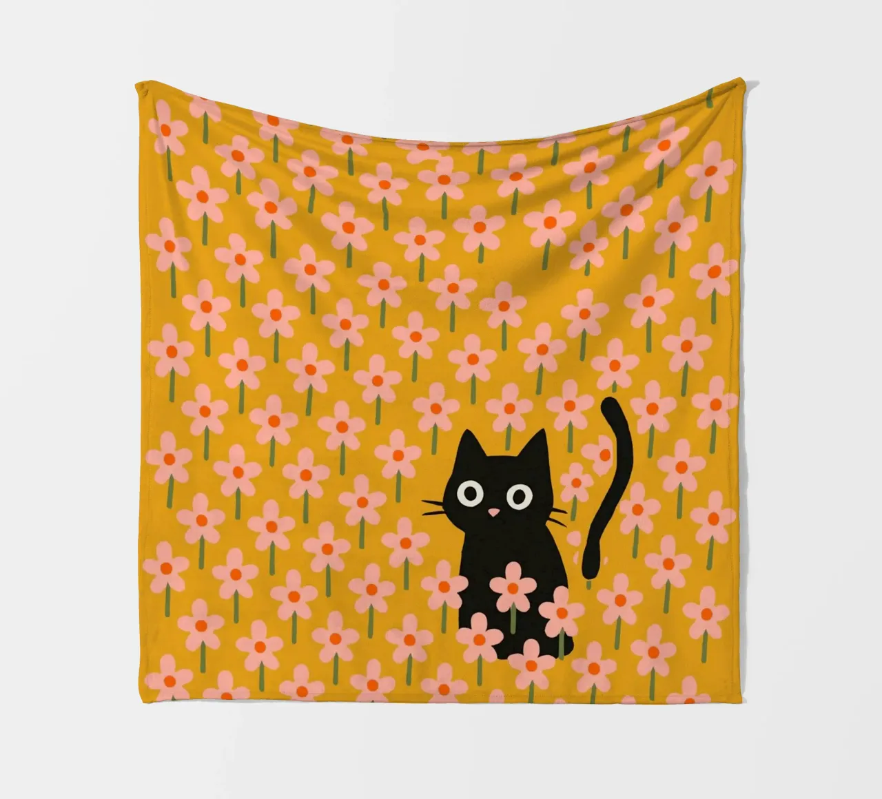 Cat In Flower Garden coperta in pile da treechild