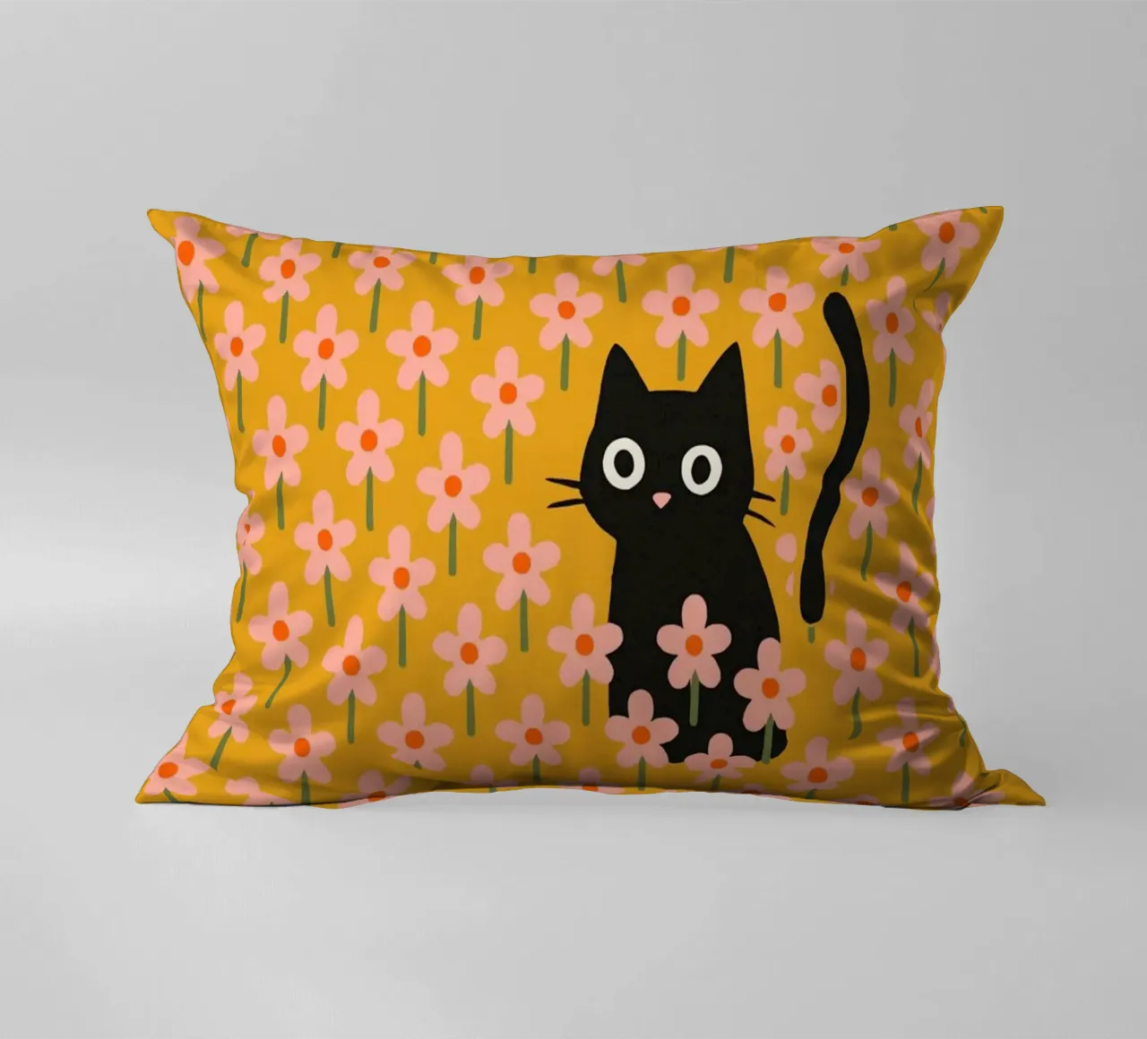 Cat In Flower Garden cuscino da treechild