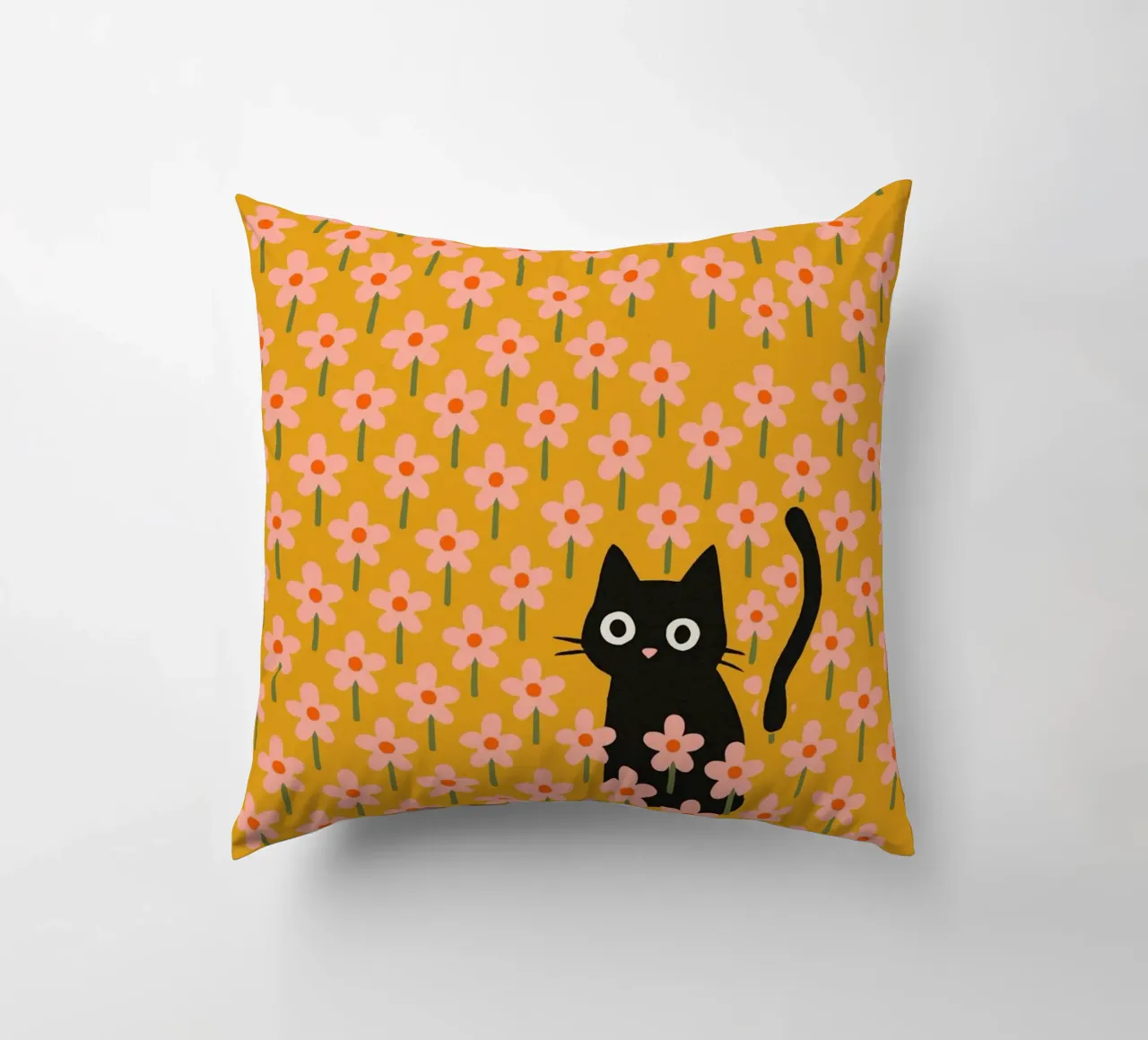 Cat In Flower Garden cuscino da treechild