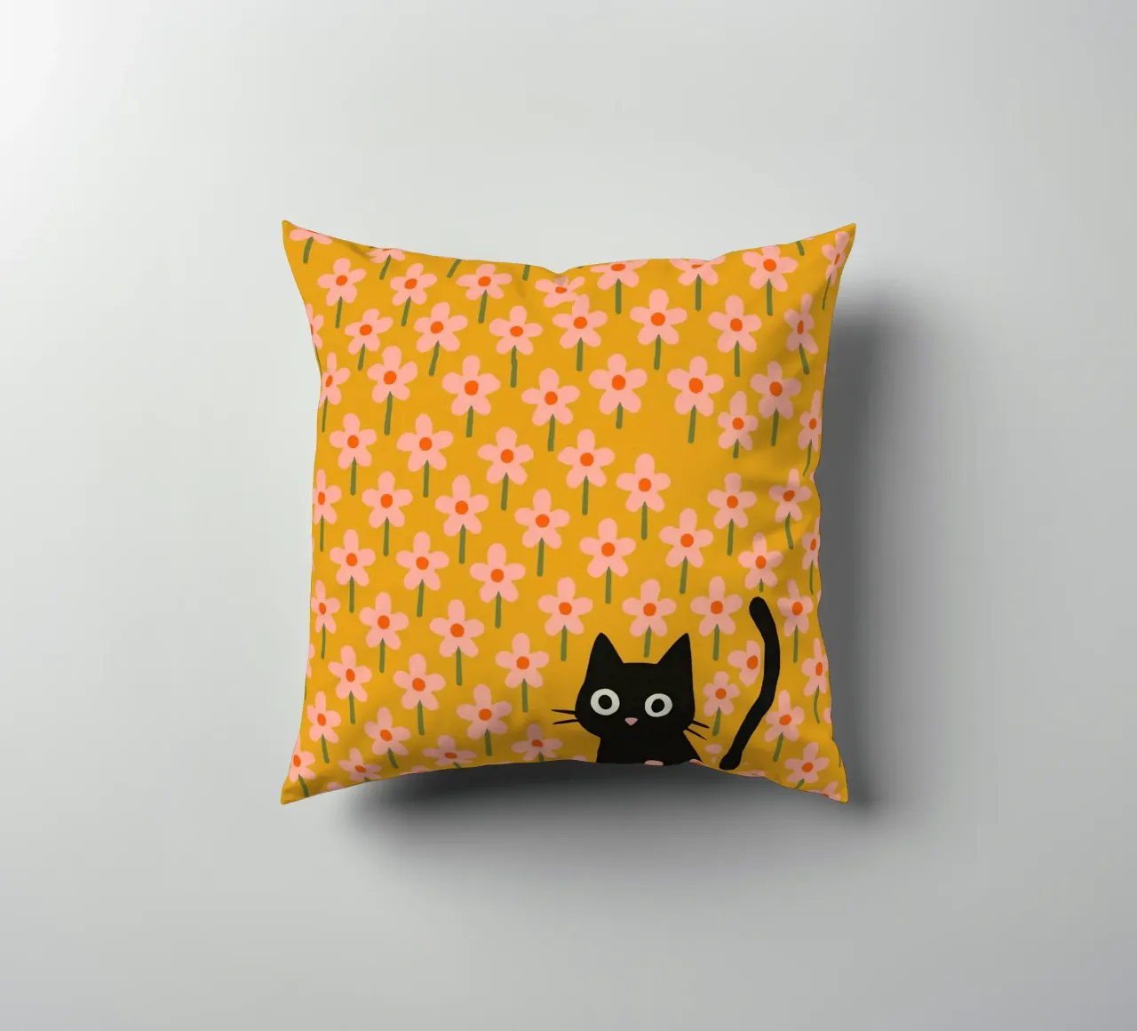 Cat In Flower Garden cuscino da treechild