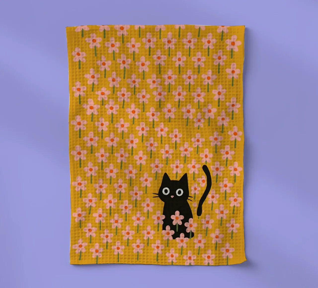 Cat In Flower Garden canovaccio da cucina da treechild