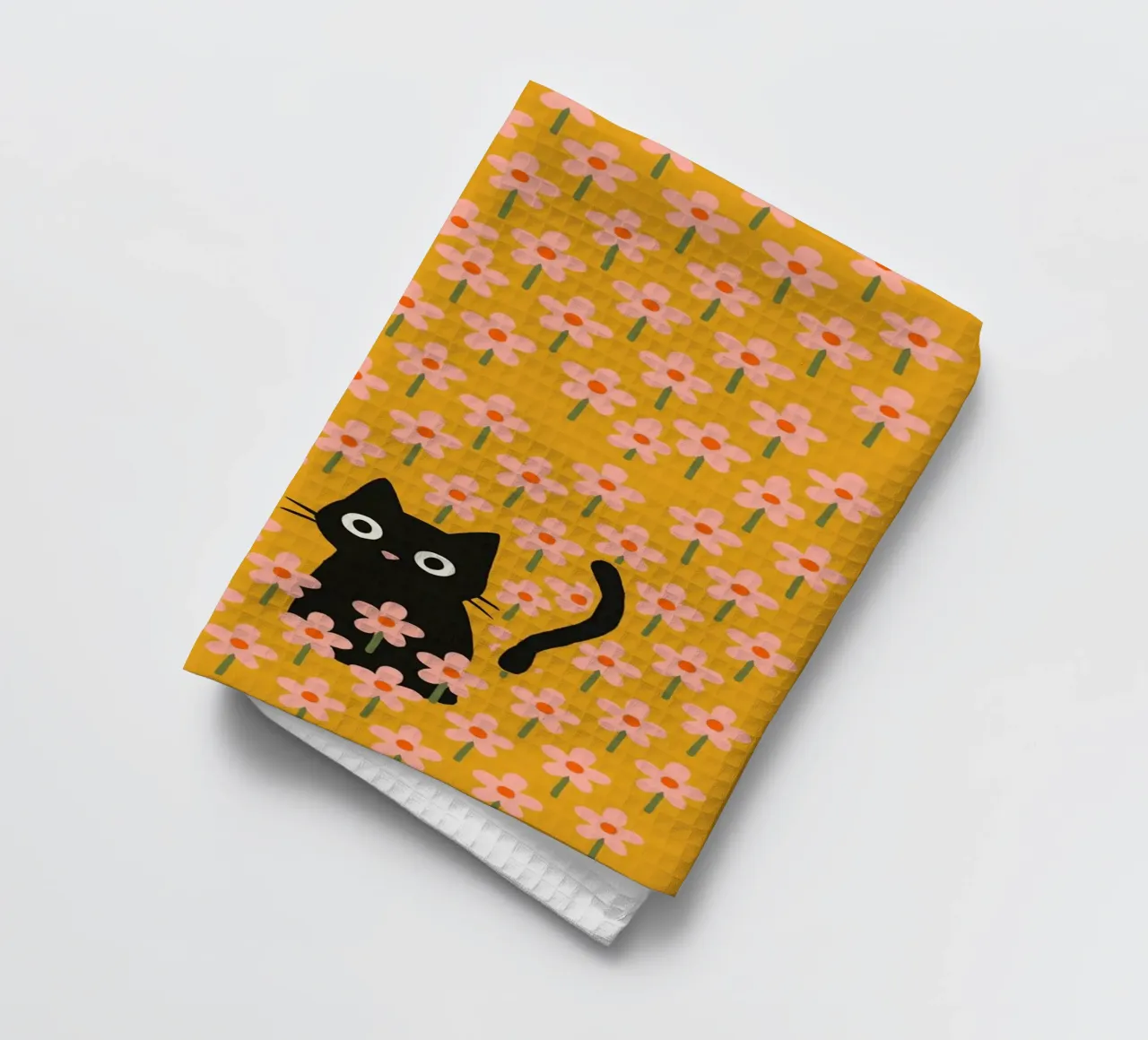 Cat In Flower Garden canovaccio da cucina da treechild