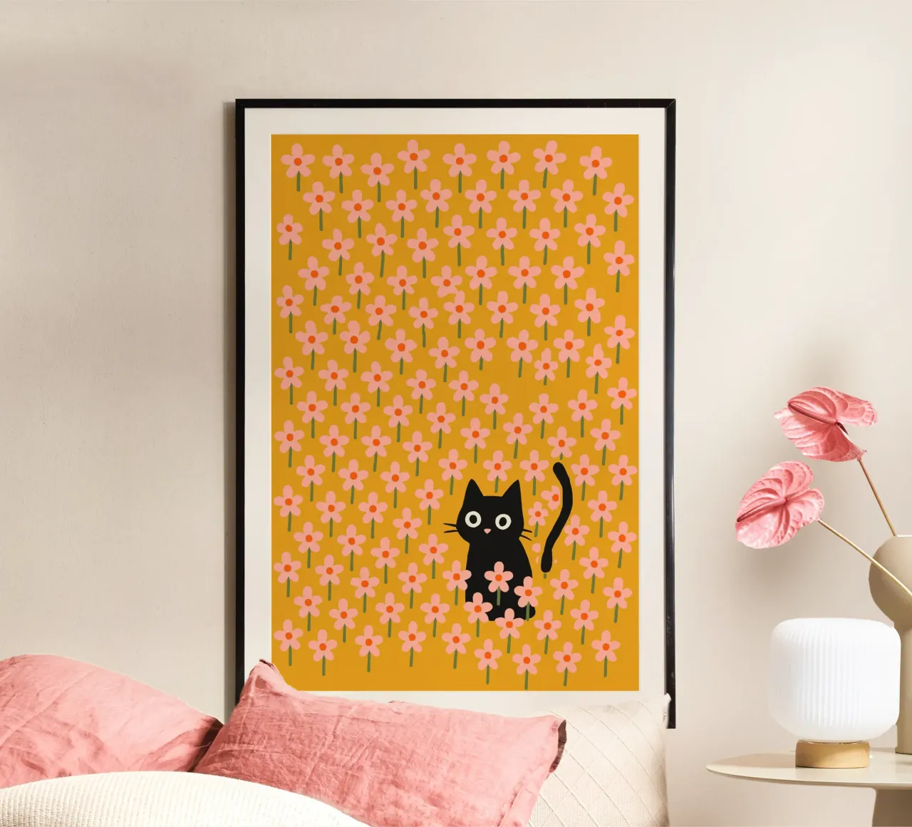 Cat In Flower Garden carta hahnemühle da treechild