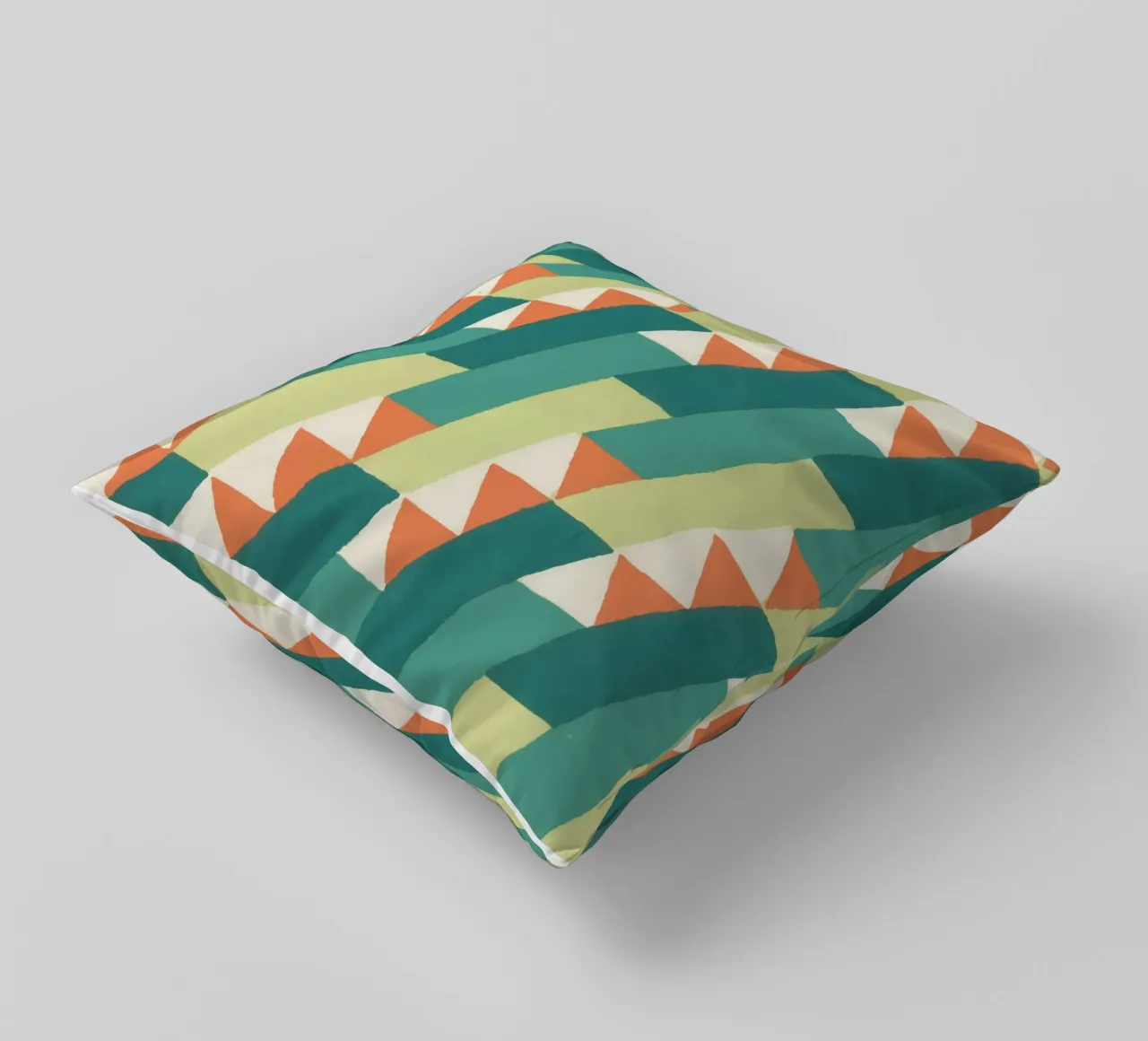 Motif géométrique en diagonale – Style rétro vibrant cuscino da luciette plastique