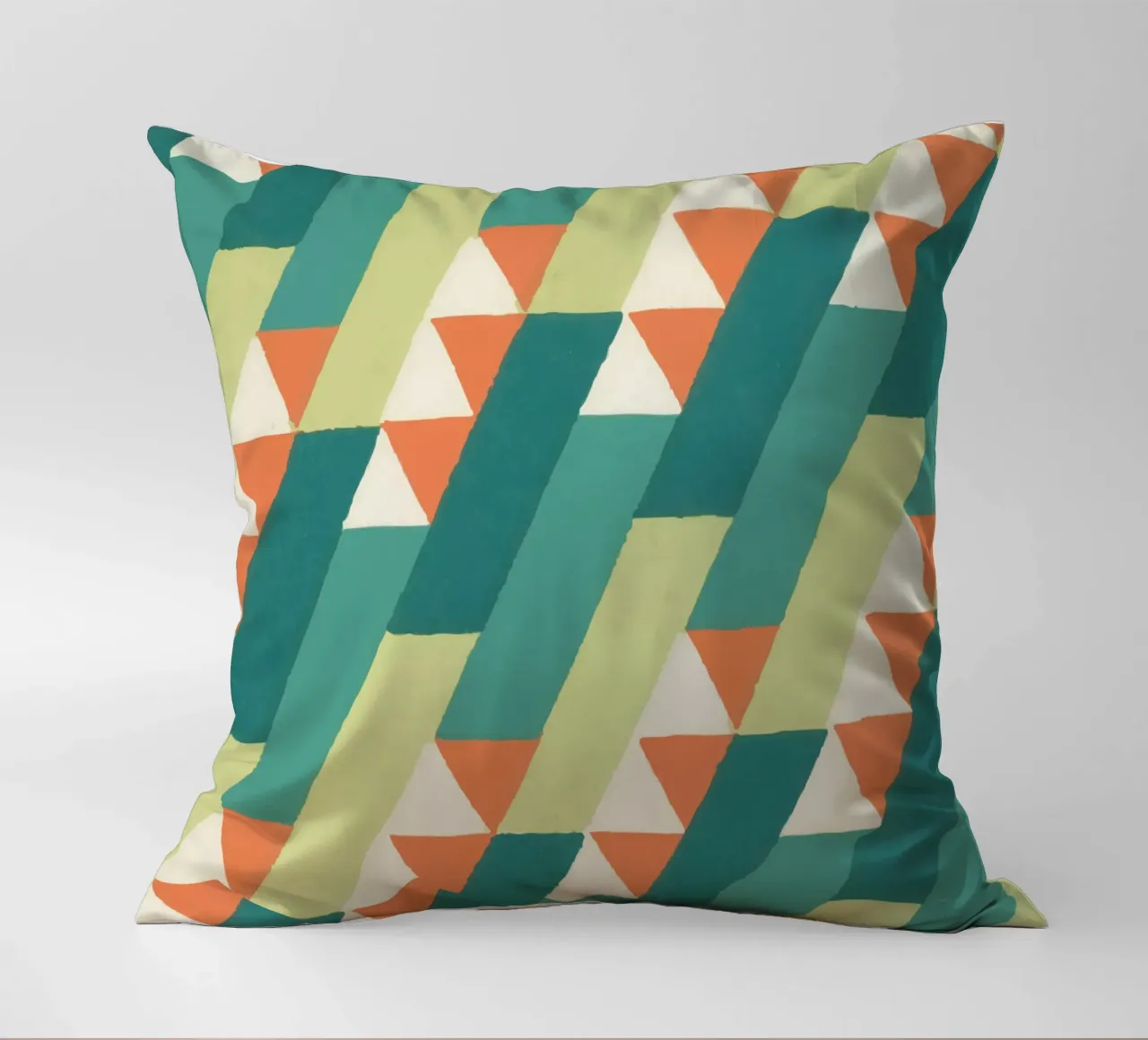 Motif géométrique en diagonale – Style rétro vibrant cuscino da luciette plastique