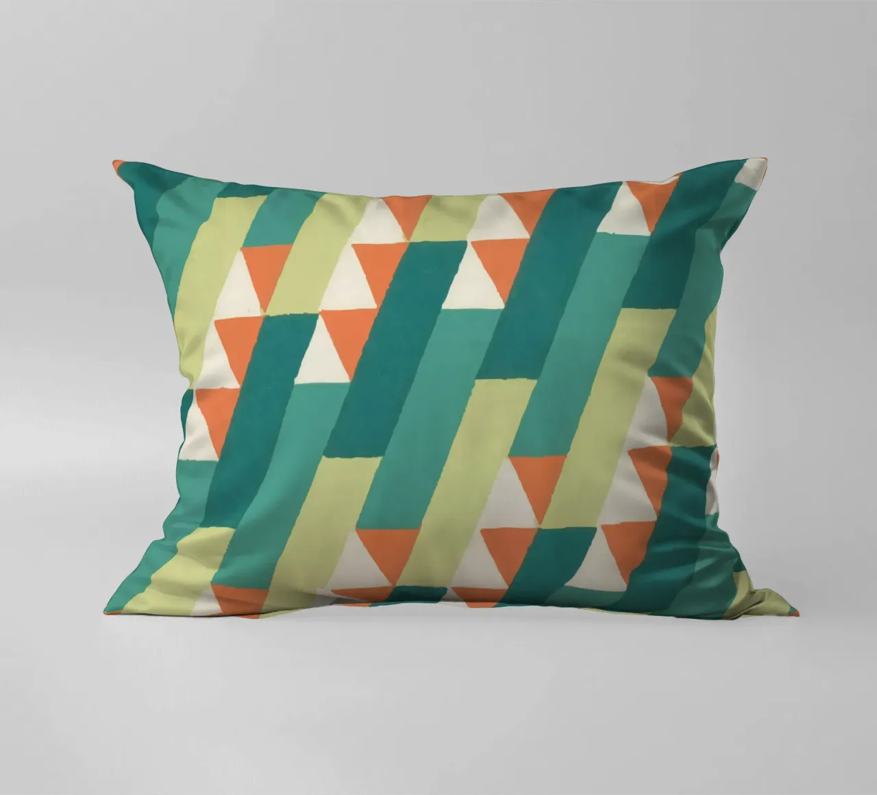 Motif géométrique en diagonale – Style rétro vibrant cuscino da luciette plastique