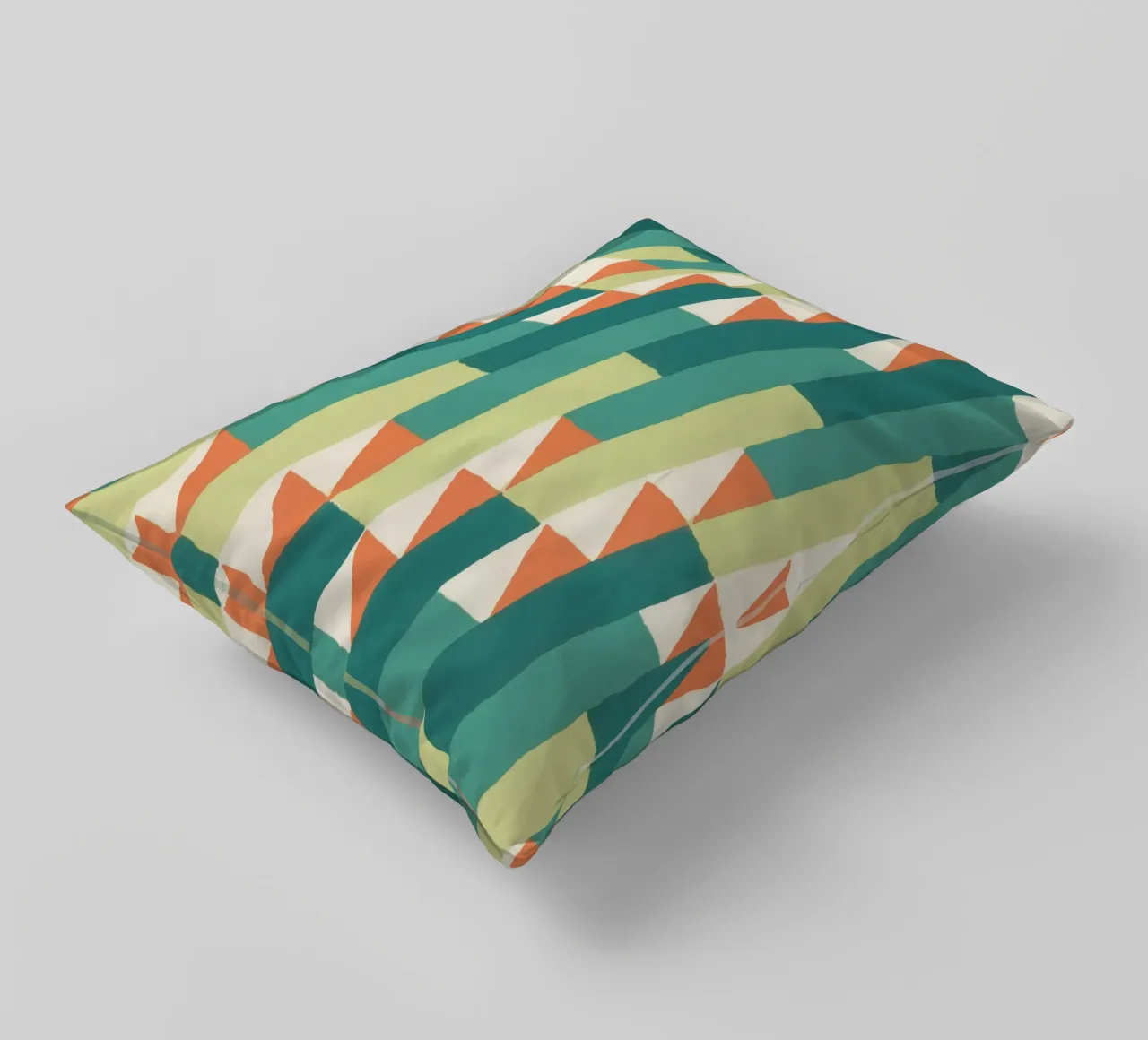 Motif géométrique en diagonale – Style rétro vibrant cuscino da luciette plastique