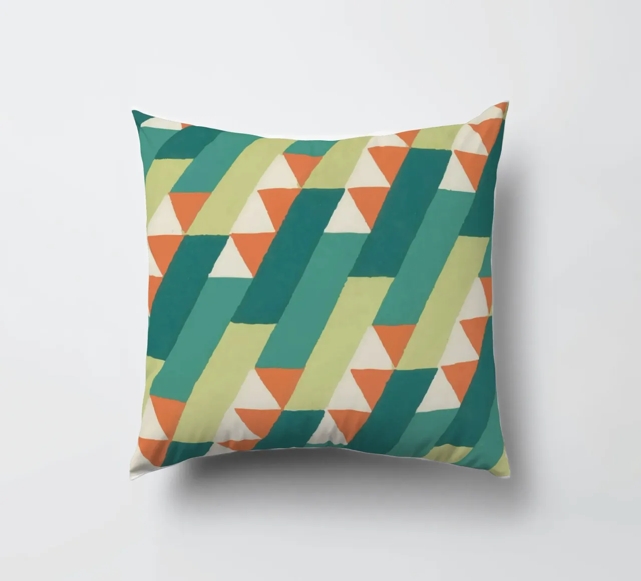 Motif géométrique en diagonale – Style rétro vibrant cuscino da luciette plastique