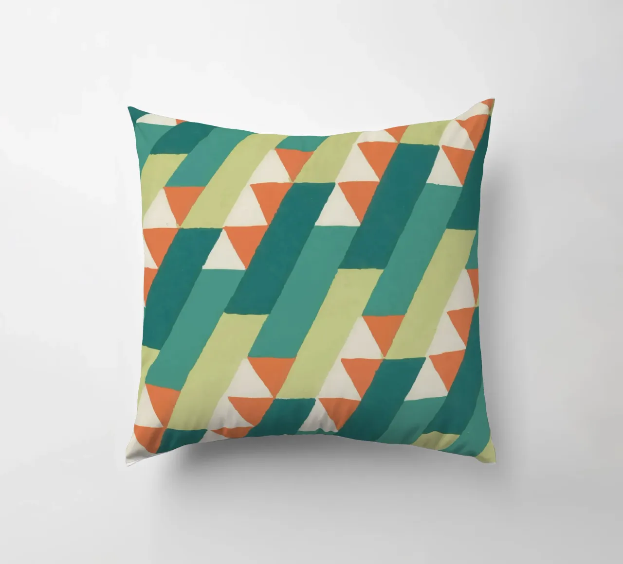 Motif géométrique en diagonale – Style rétro vibrant cuscino da luciette plastique