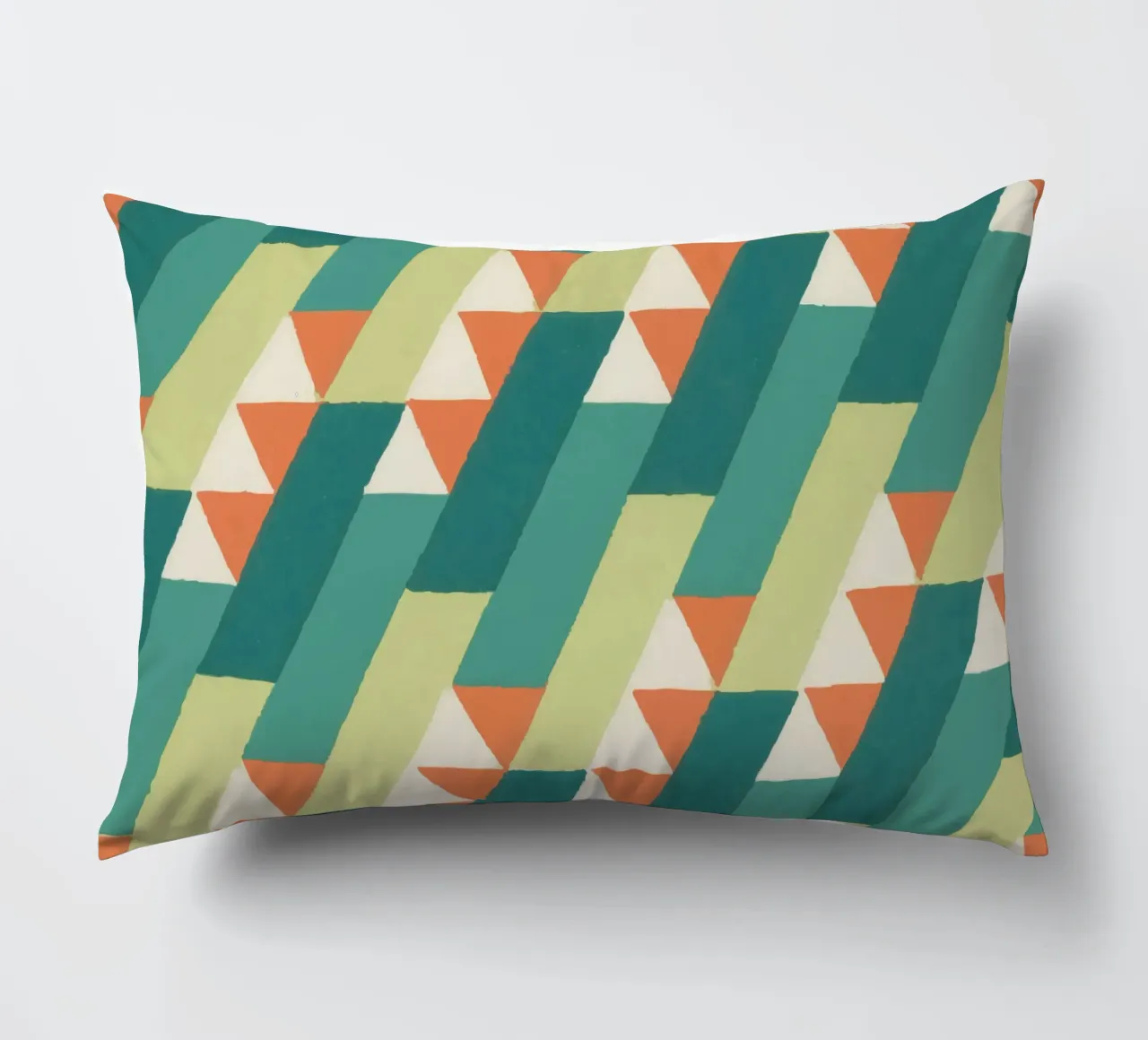 Motif géométrique en diagonale – Style rétro vibrant cuscino da luciette plastique