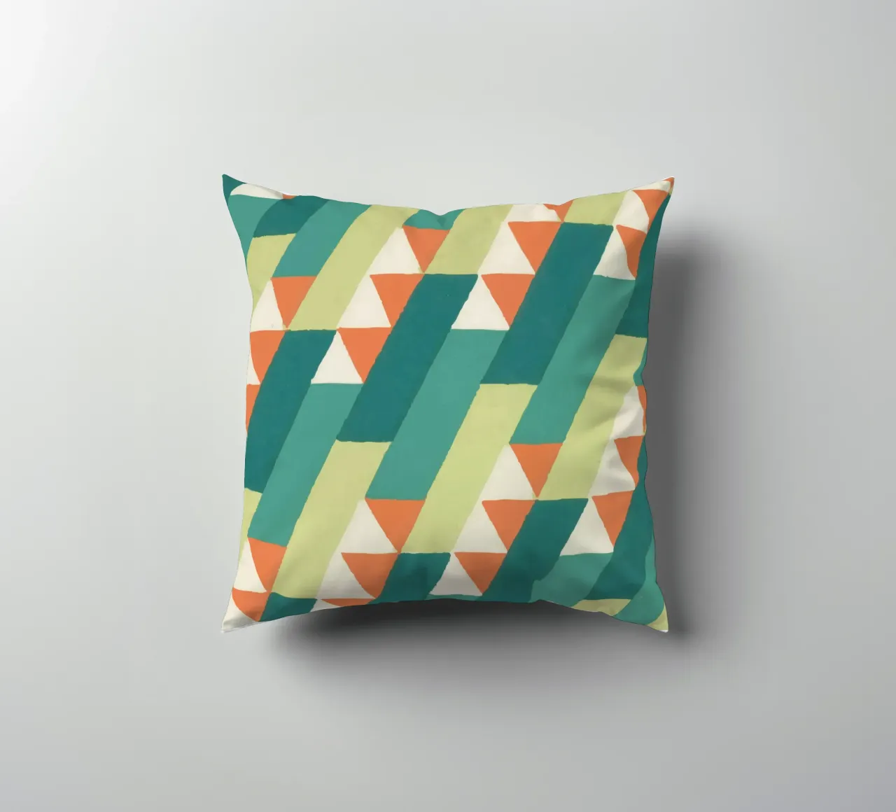 Motif géométrique en diagonale – Style rétro vibrant cuscino da luciette plastique