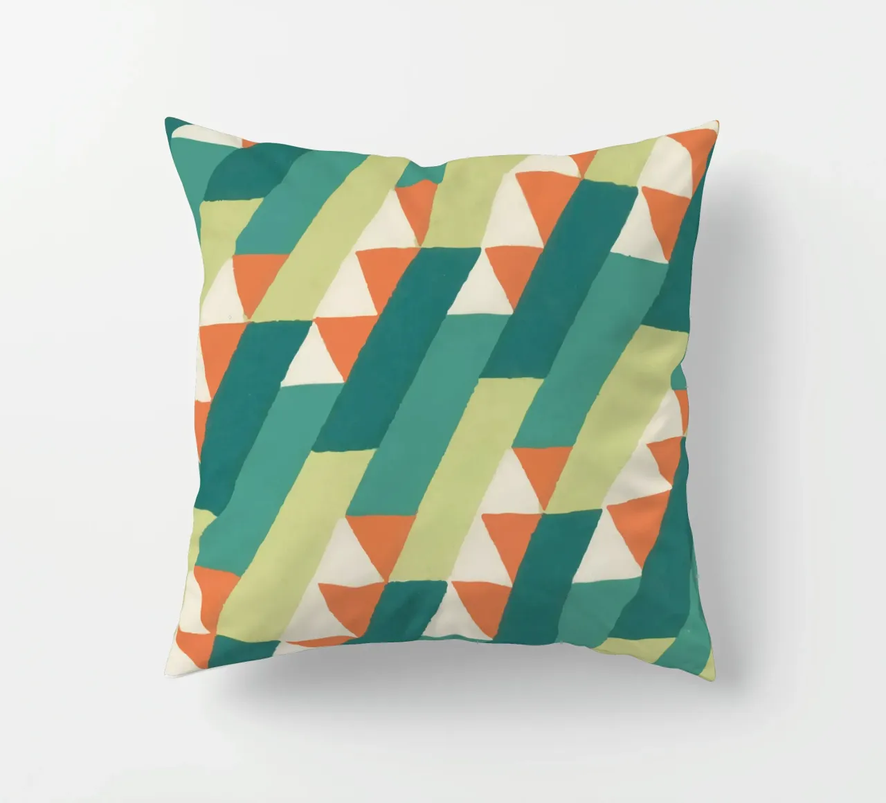 Motif géométrique en diagonale – Style rétro vibrant cuscino da luciette plastique