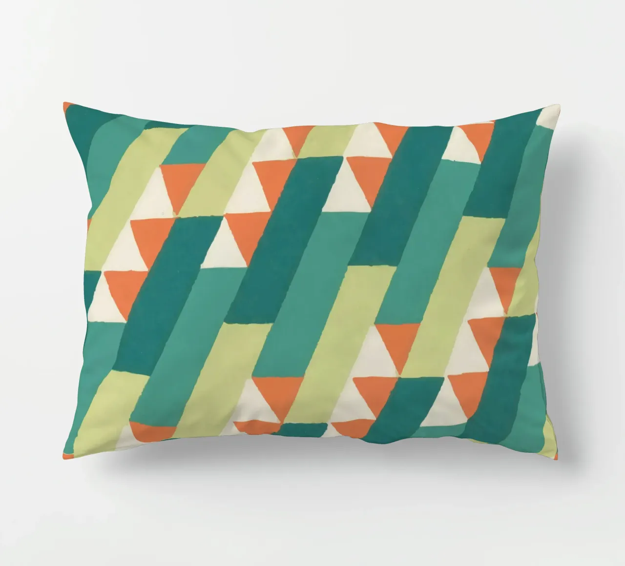 Motif géométrique en diagonale – Style rétro vibrant cuscino da luciette plastique
