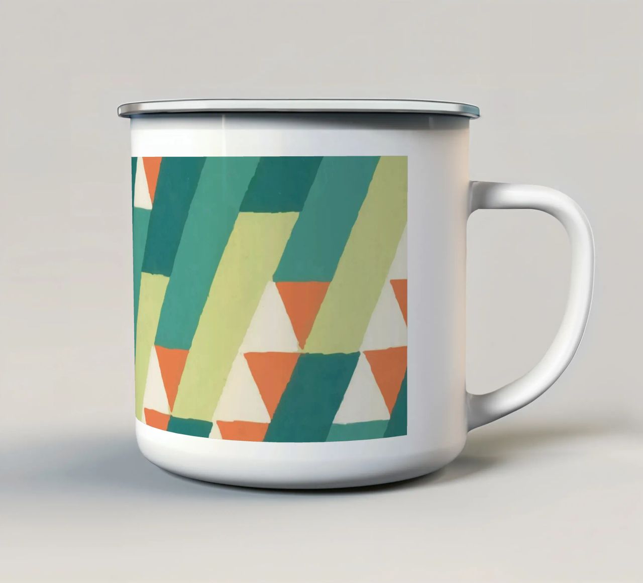 Motif géométrique en diagonale – Style rétro vibrant tazza in smalto da luciette plastique