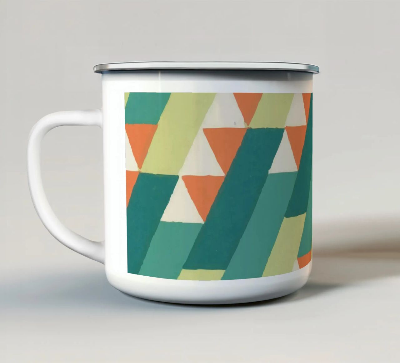 Motif géométrique en diagonale – Style rétro vibrant tazza in smalto da luciette plastique