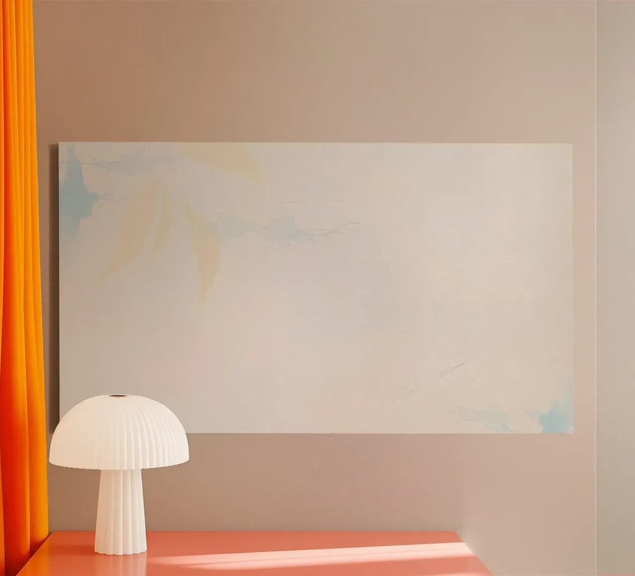 Beautiful abstract painting with pastel colors on a textured canvas with Floater frame by DesignDoodle