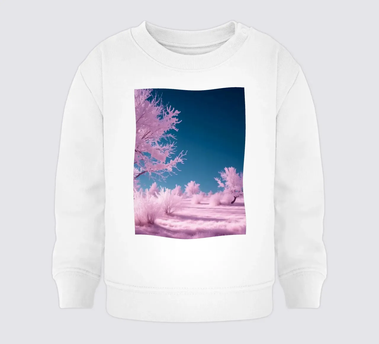 paesaggio invernale con alberi rosa e cielo azzurro felpa neonato da DesignDoodle