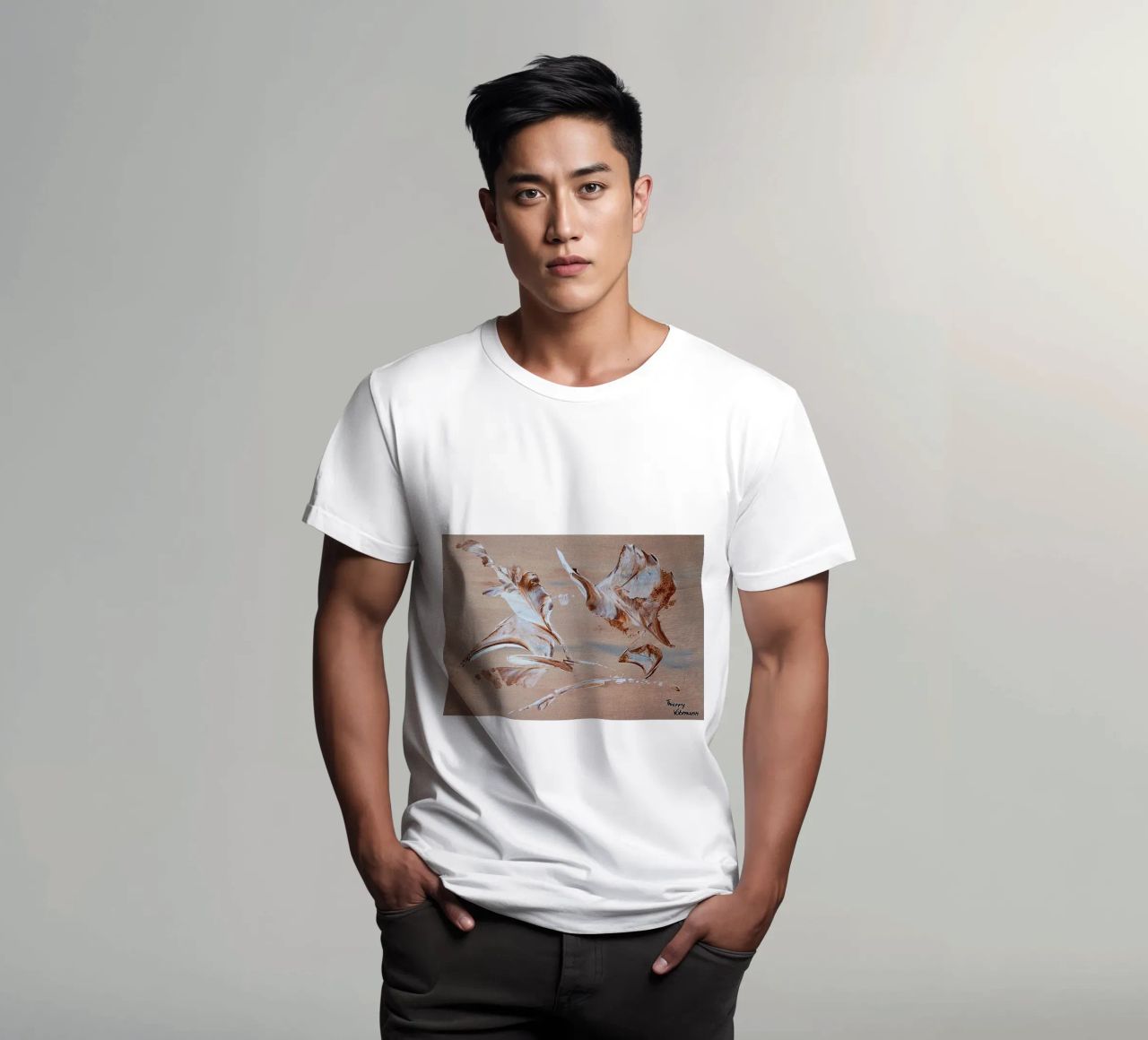 MESSAGE FROM THE HEART 29 t-shirt da Thierry Vobmann Abstract painting