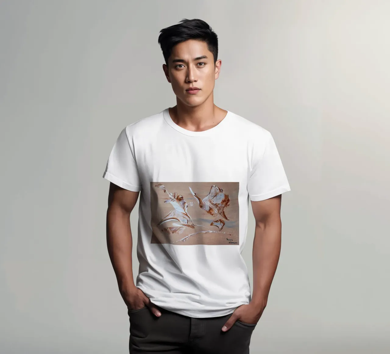 MESSAGE FROM THE HEART 29 t-shirt da Thierry Vobmann Abstract painting