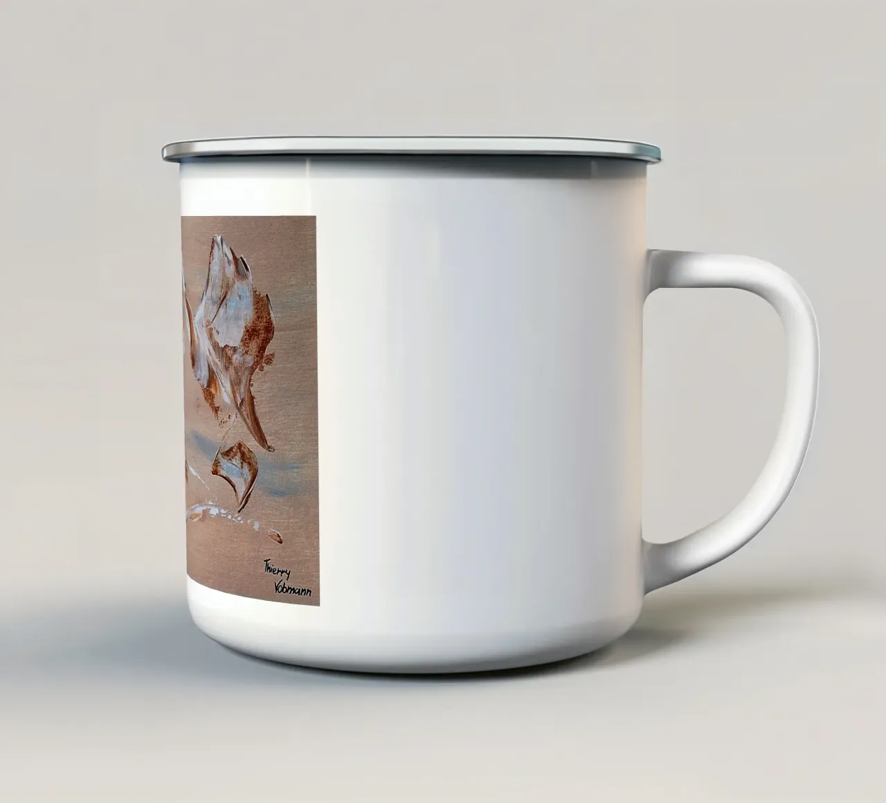 MESSAGE FROM THE HEART 29 mug en émail de Thierry Vobmann Abstract painting