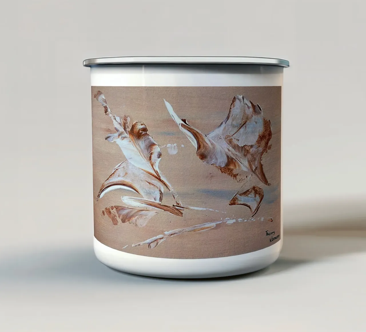 MESSAGE FROM THE HEART 29 mug en émail de Thierry Vobmann Abstract painting