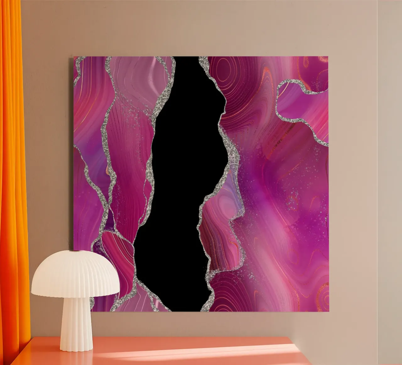 Magenta & Zilver Agaat Textuur 01 aluminium-dibond van Gemstone Textures