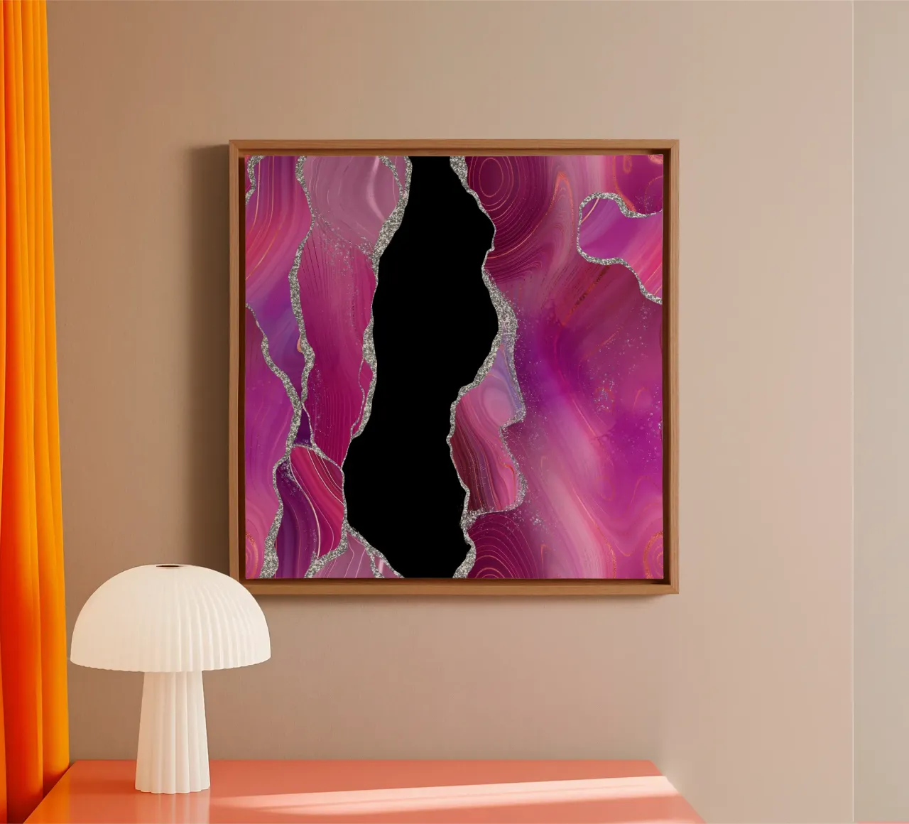Magenta & Silber Achat Textur 01 Leinwand von Gemstone Textures