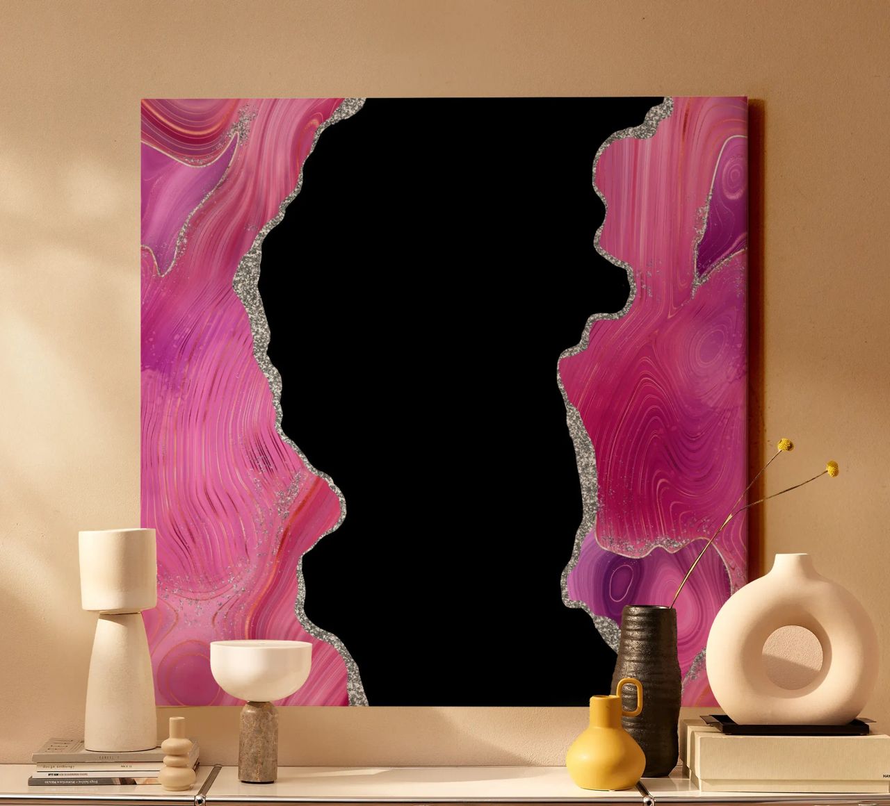 Agata Magenta e Argento Texture 02 tela da Gemstone Textures