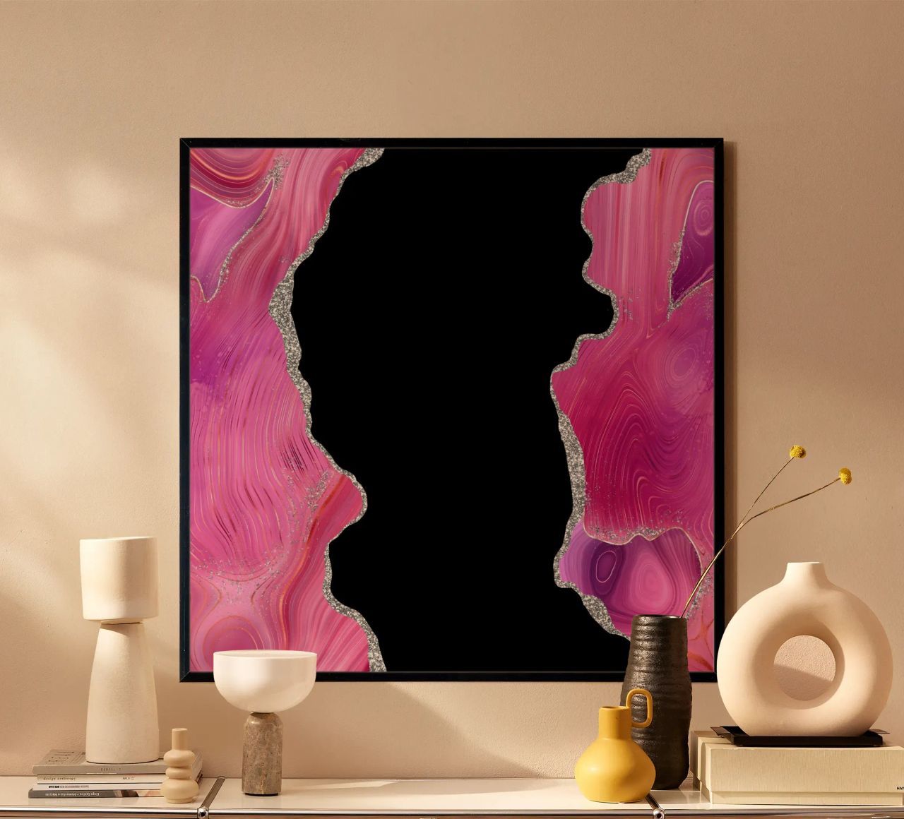 Agata Magenta e Argento Texture 02 poster da Gemstone Textures