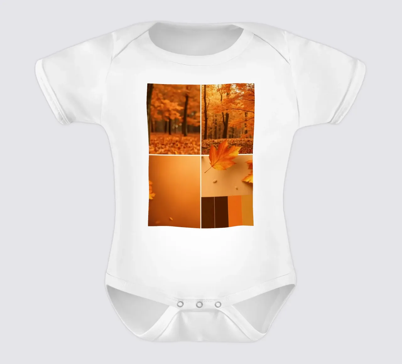 fogliame autunnale e foglie che cadono in una foresta serena body neonato maniche corte da DesignDoodle