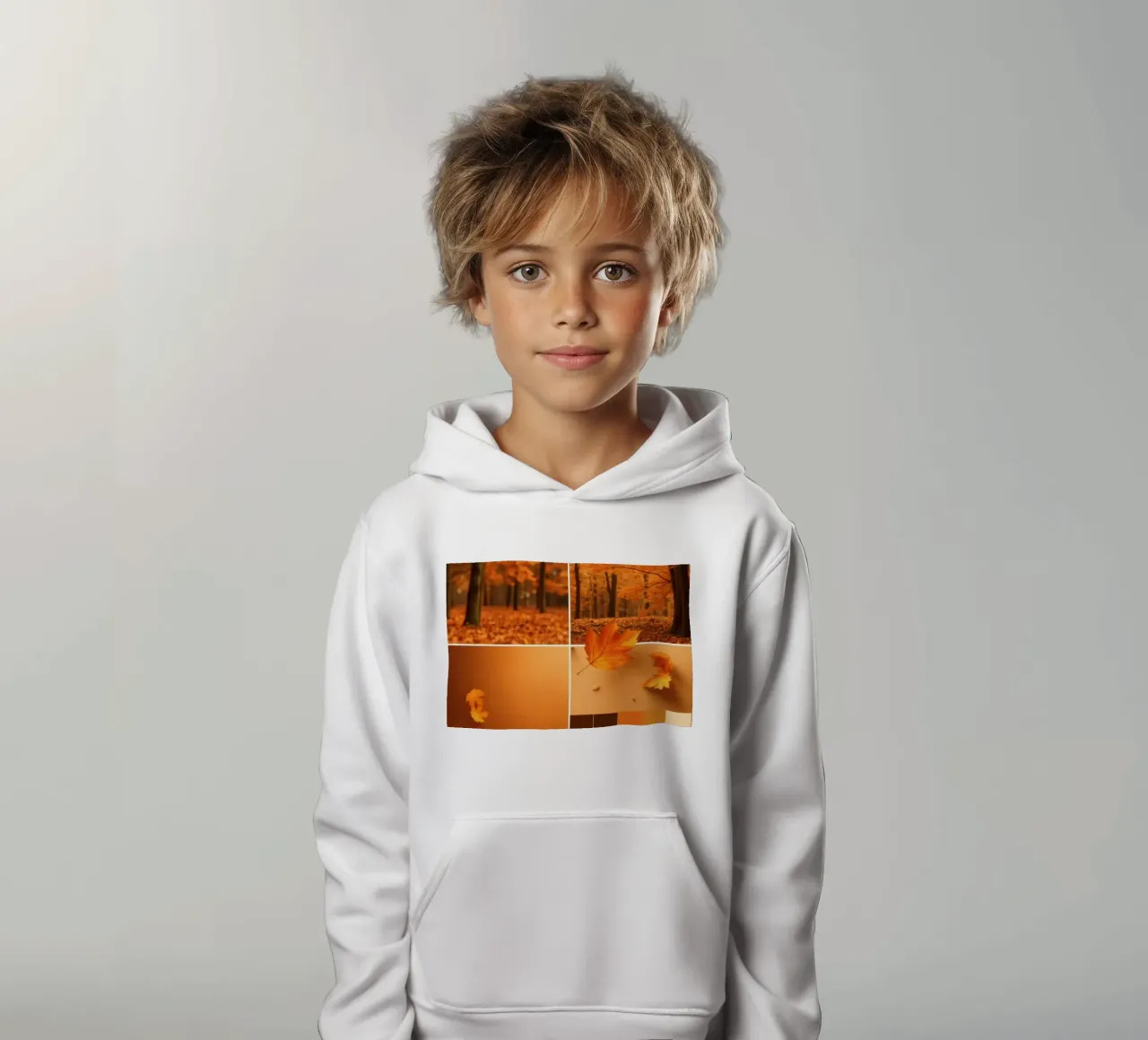 fogliame autunnale e foglie che cadono in una foresta serena felpa bambino con cappuccio da DesignDoodle