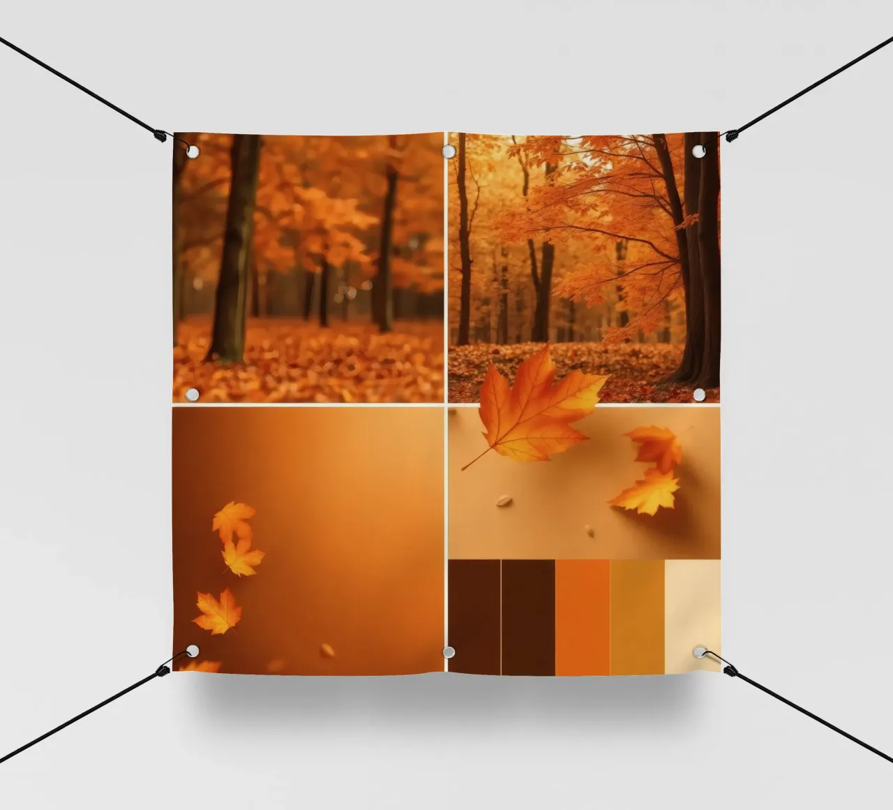 fogliame autunnale e foglie che cadono in una foresta serena telo in pvc da DesignDoodle
