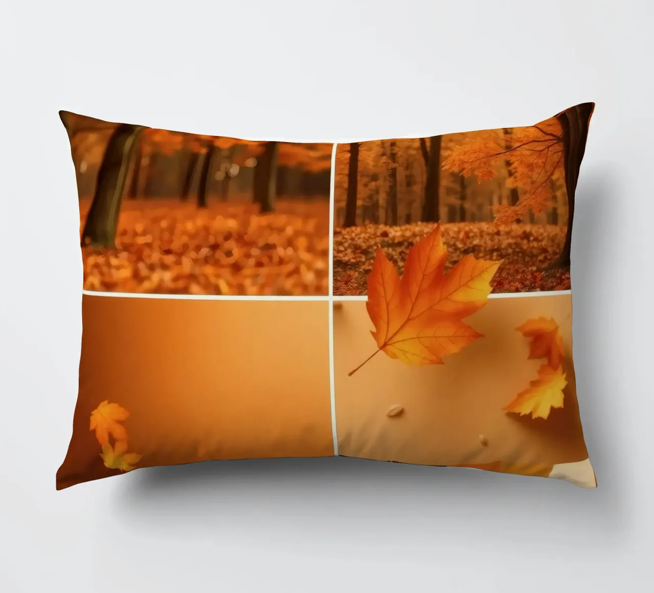 fogliame autunnale e foglie che cadono in una foresta serena cuscino da DesignDoodle