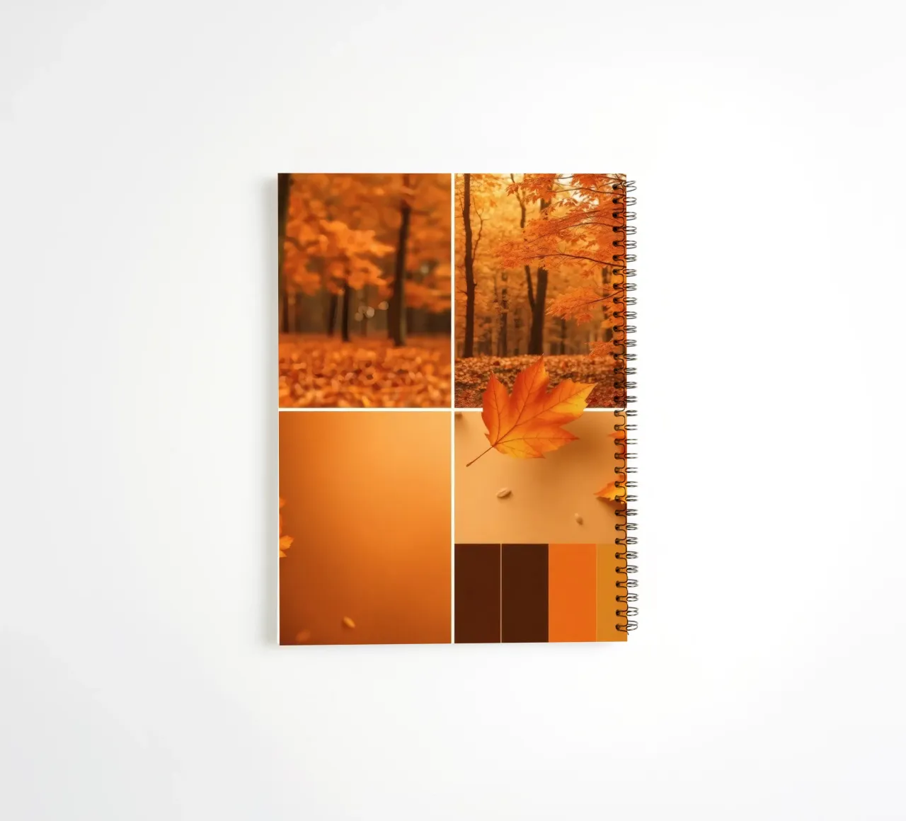 autumn foliage and falling leaves in a serene forest spiral notebook by DesignDoodle