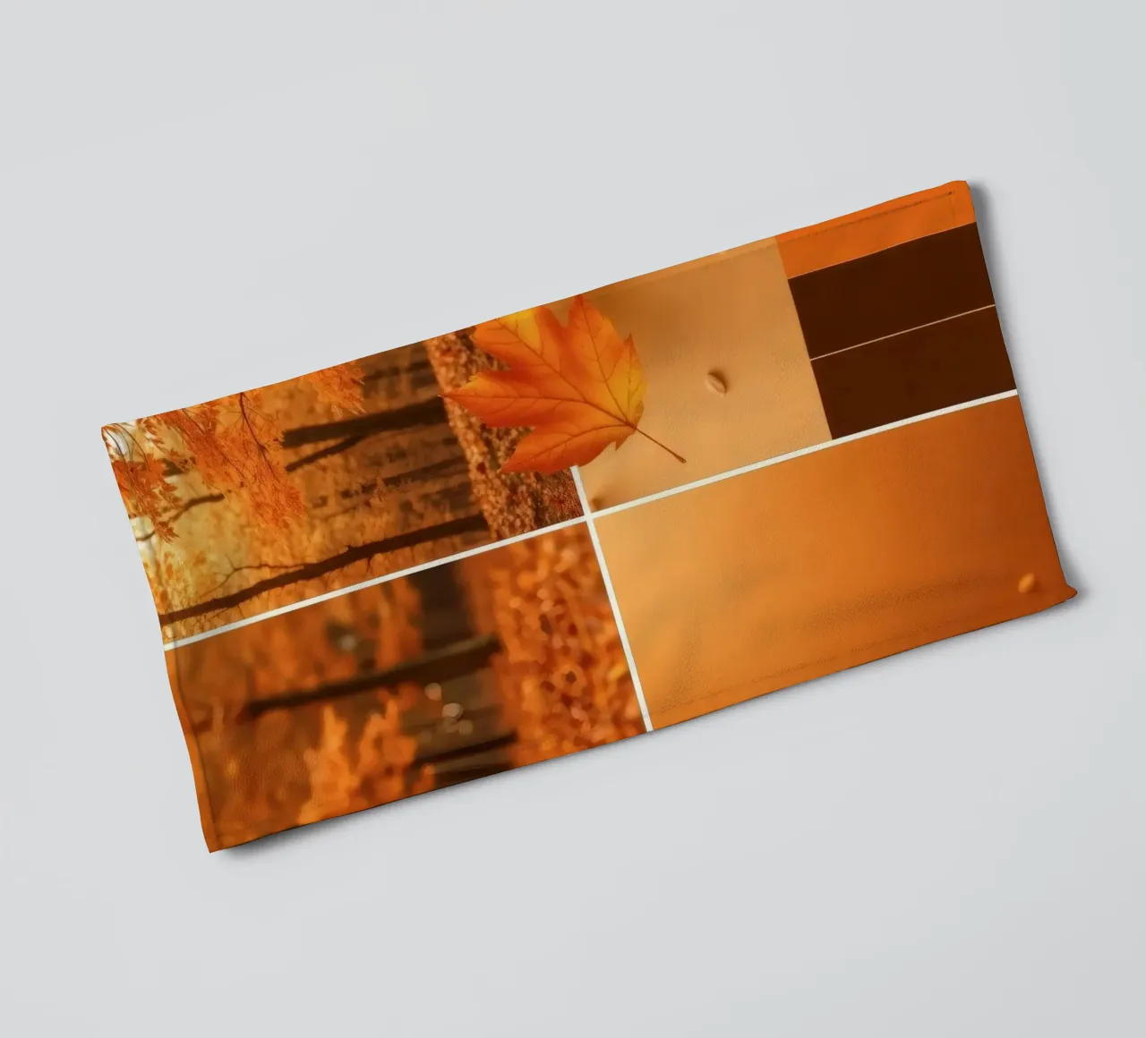 fogliame autunnale e foglie che cadono in una foresta serena asciugamano da bagno da DesignDoodle