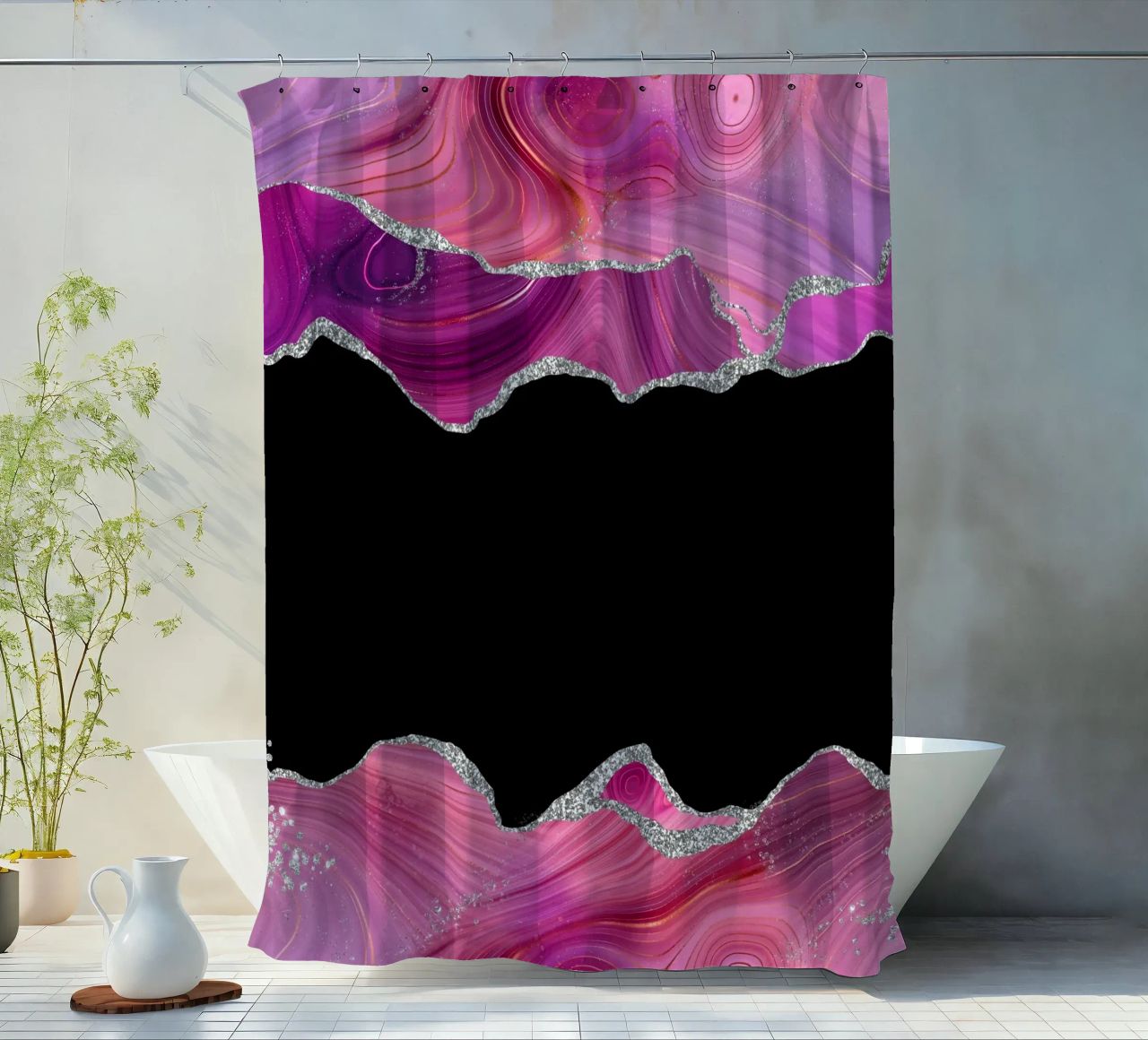 Agata Magenta e Argento Texture 03 tenda da doccia da Gemstone Textures