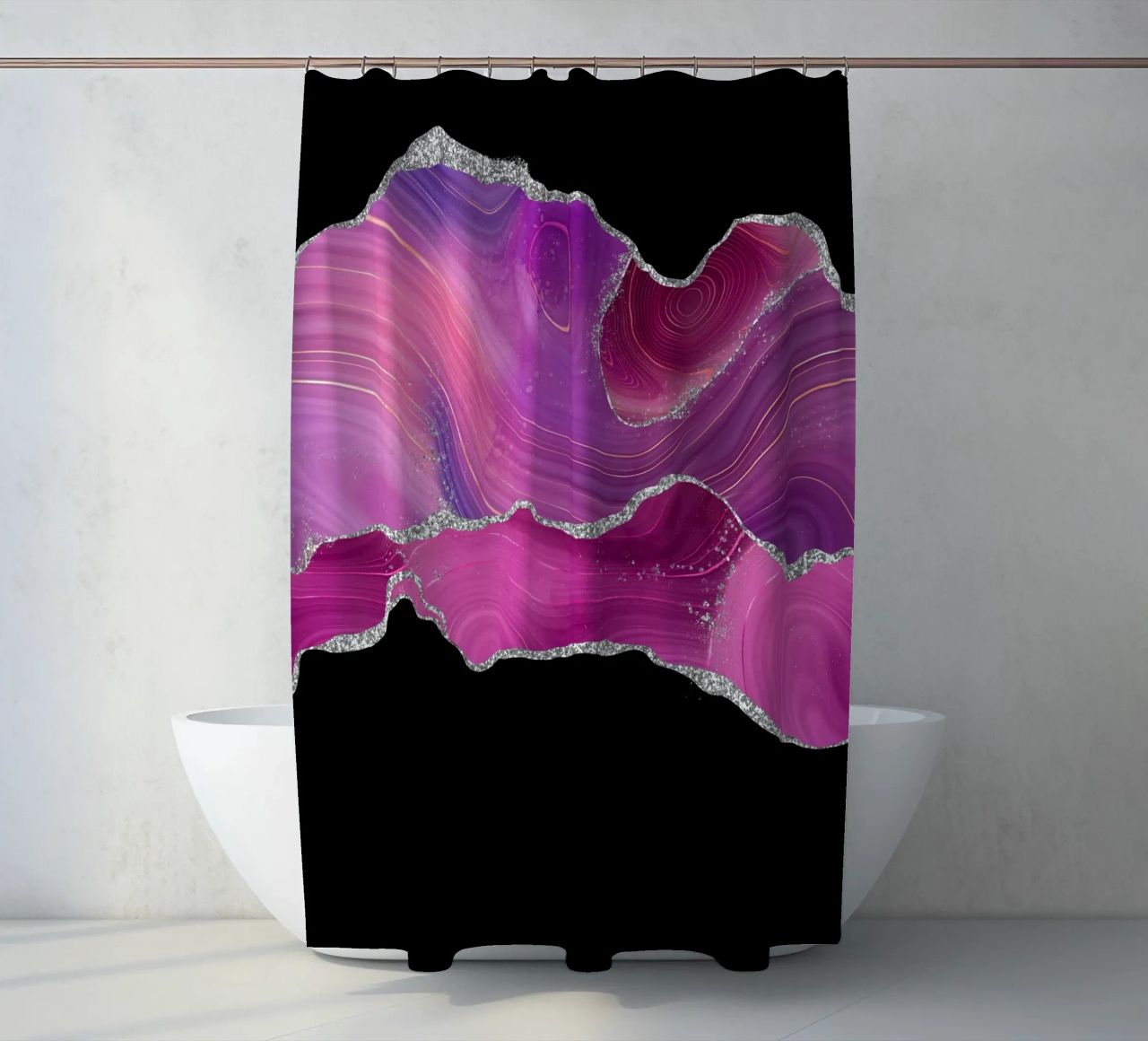 Agata Magenta e Argento Texture 04 tenda da doccia da Gemstone Textures