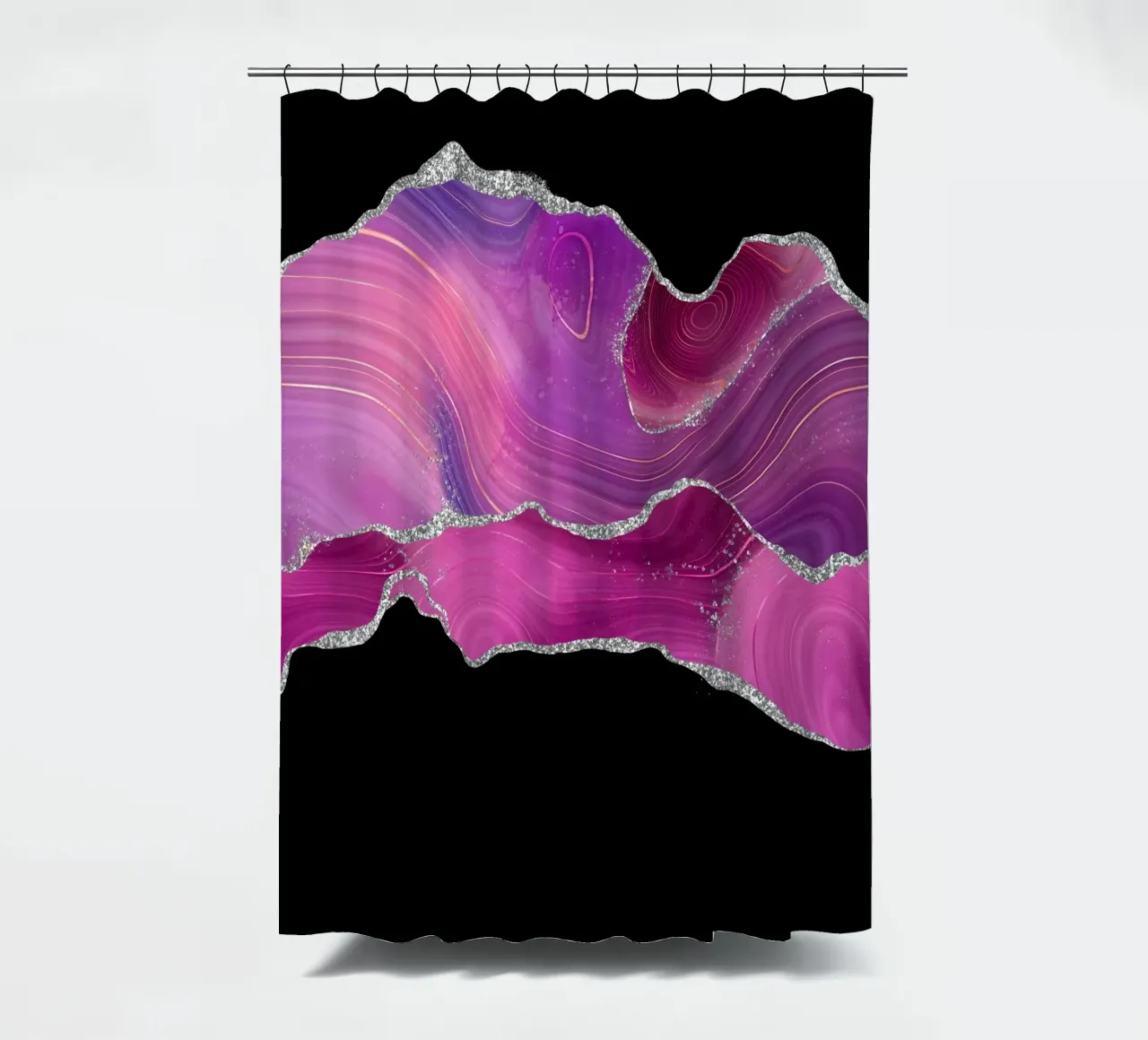 Magenta & Silber Achat Textur 04 Duschvorhang von Gemstone Textures