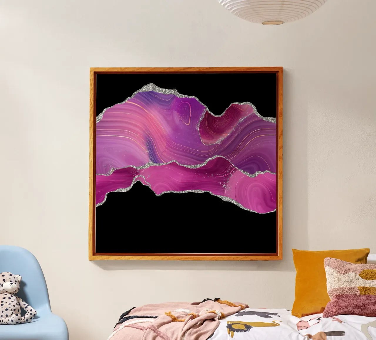 Magenta & Silber Achat Textur 04 Acryl-Glas von Gemstone Textures