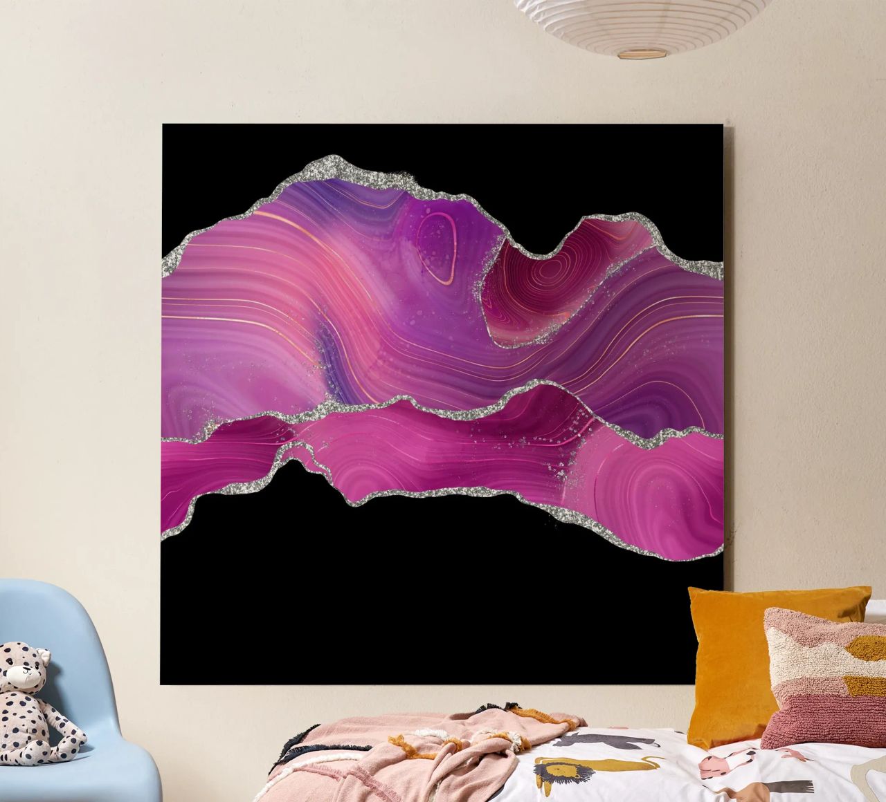 Agata Magenta e Argento Texture 04 alluminio dibond da Gemstone Textures