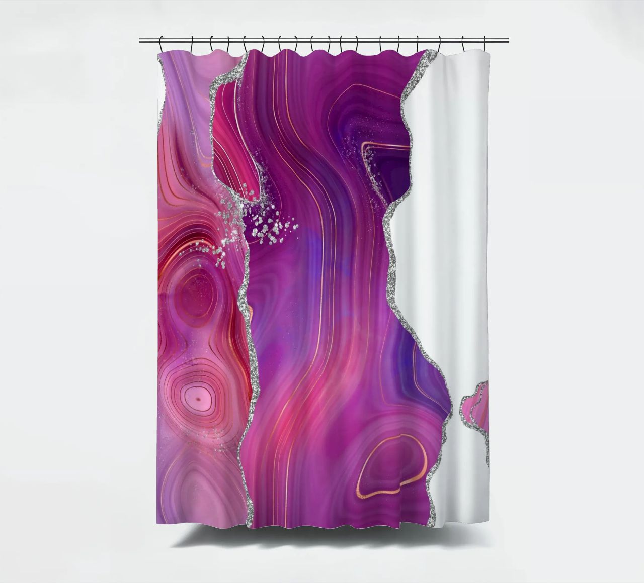 Agata Magenta e Argento Texture 05 tenda da doccia da Gemstone Textures
