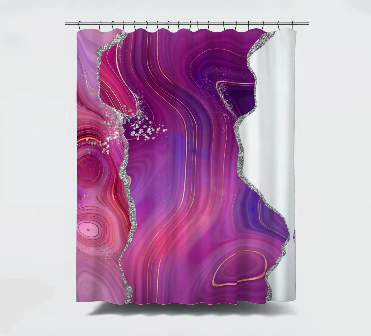 Agata Magenta e Argento Texture 05 tenda da doccia da Gemstone Textures