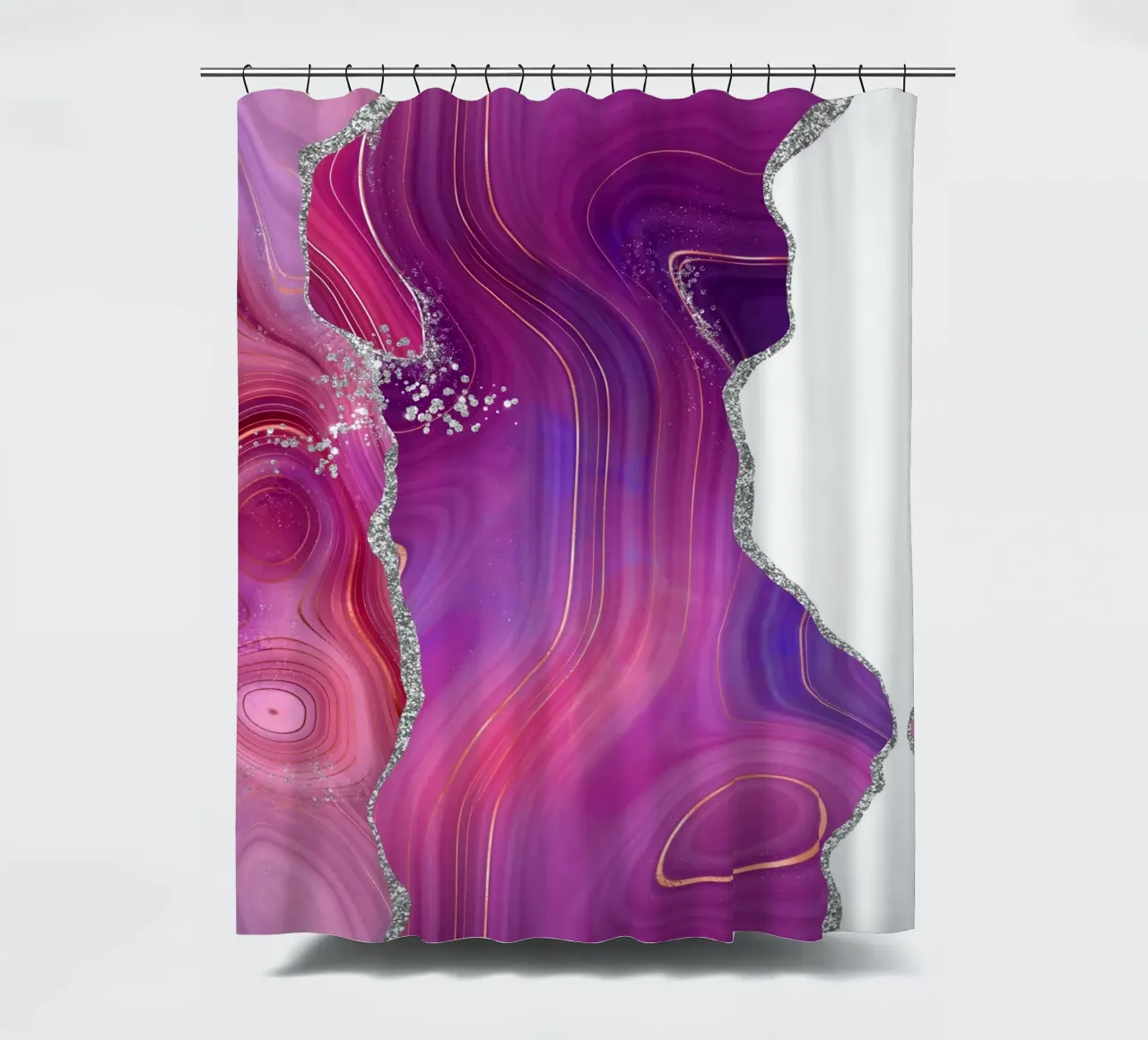 Magenta & Silber Achat Textur 05 Duschvorhang von Gemstone Textures