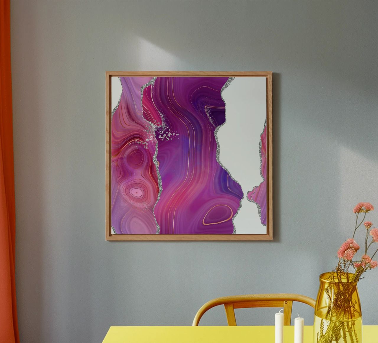 Agata Magenta e Argento Texture 05 alluminio dibond da Gemstone Textures