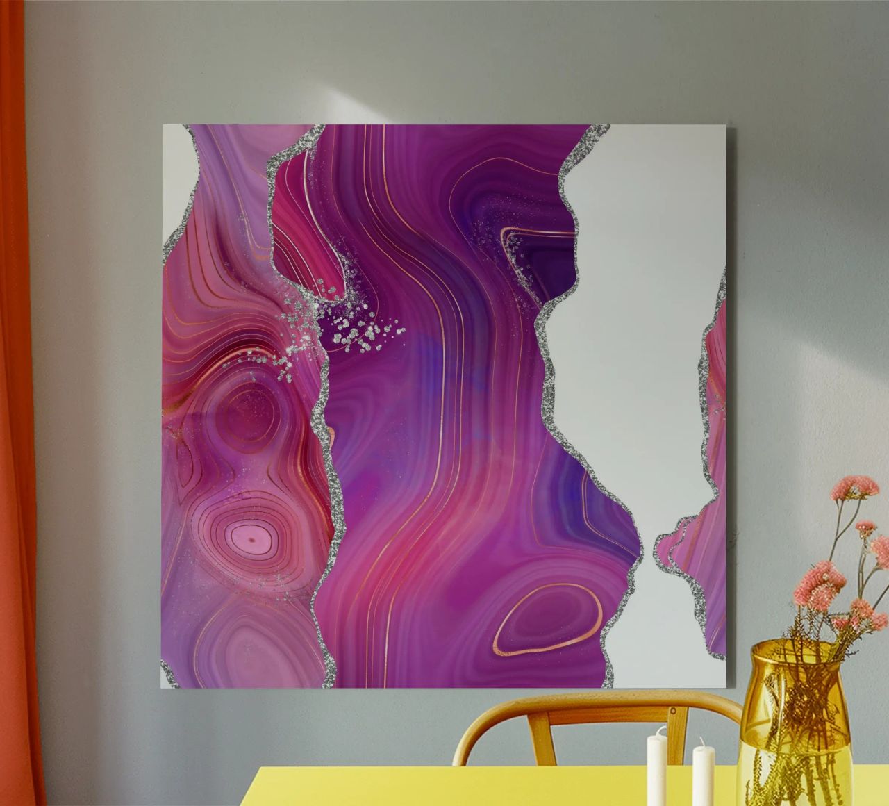 Agata Magenta e Argento Texture 05 alluminio dibond da Gemstone Textures