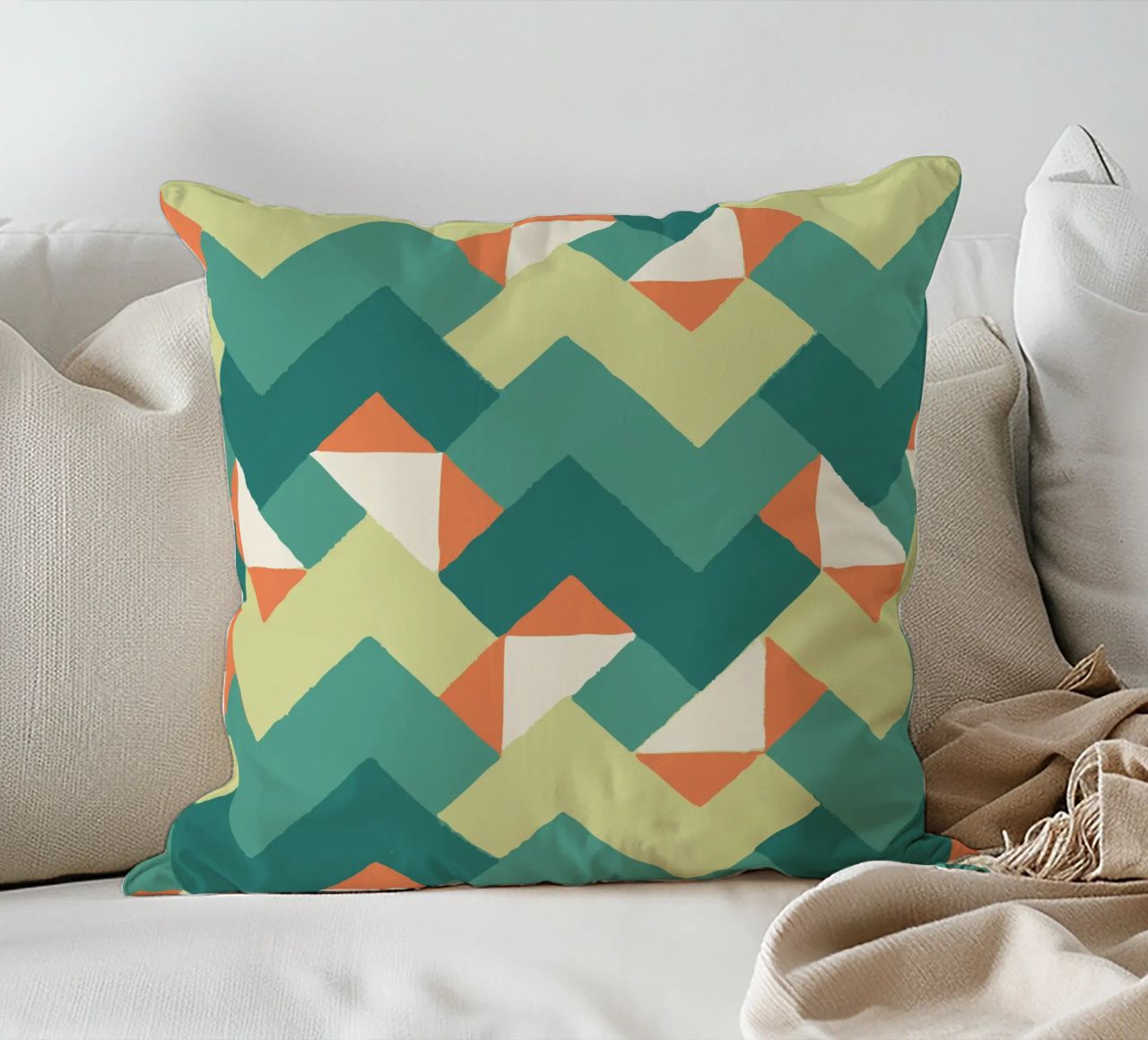 Abstract geometrisch patroon - Kleurrijk retro ontwerp Print kussen van luciette plastique