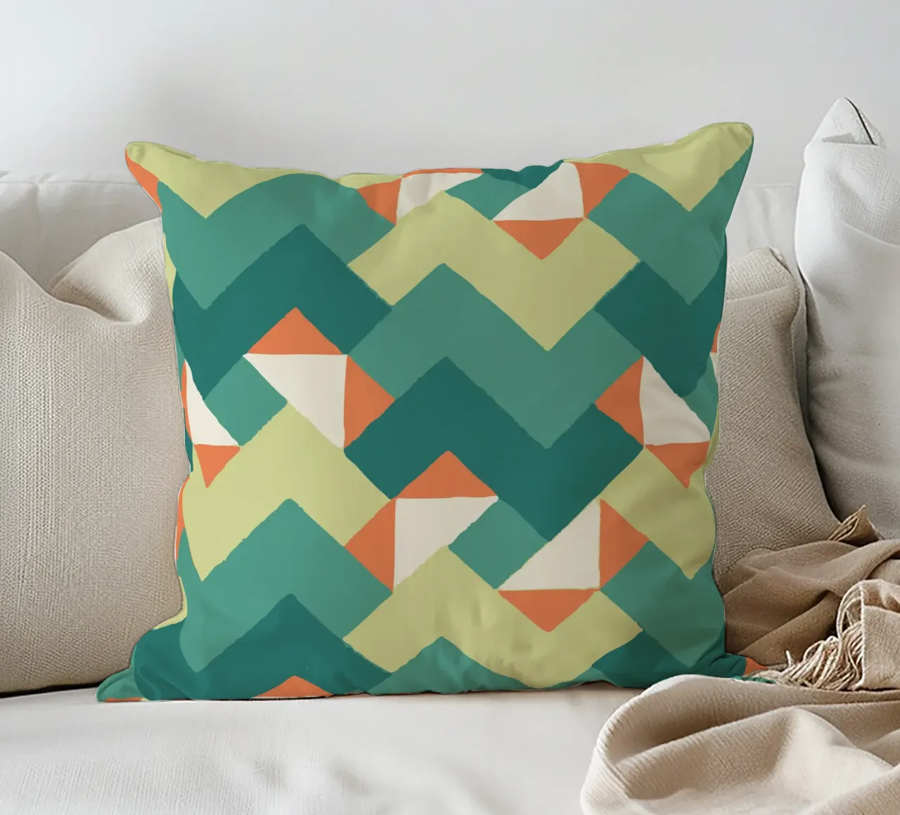 Abstract geometric pattern - Colourful retro design Print decorative cushion by luciette plastique