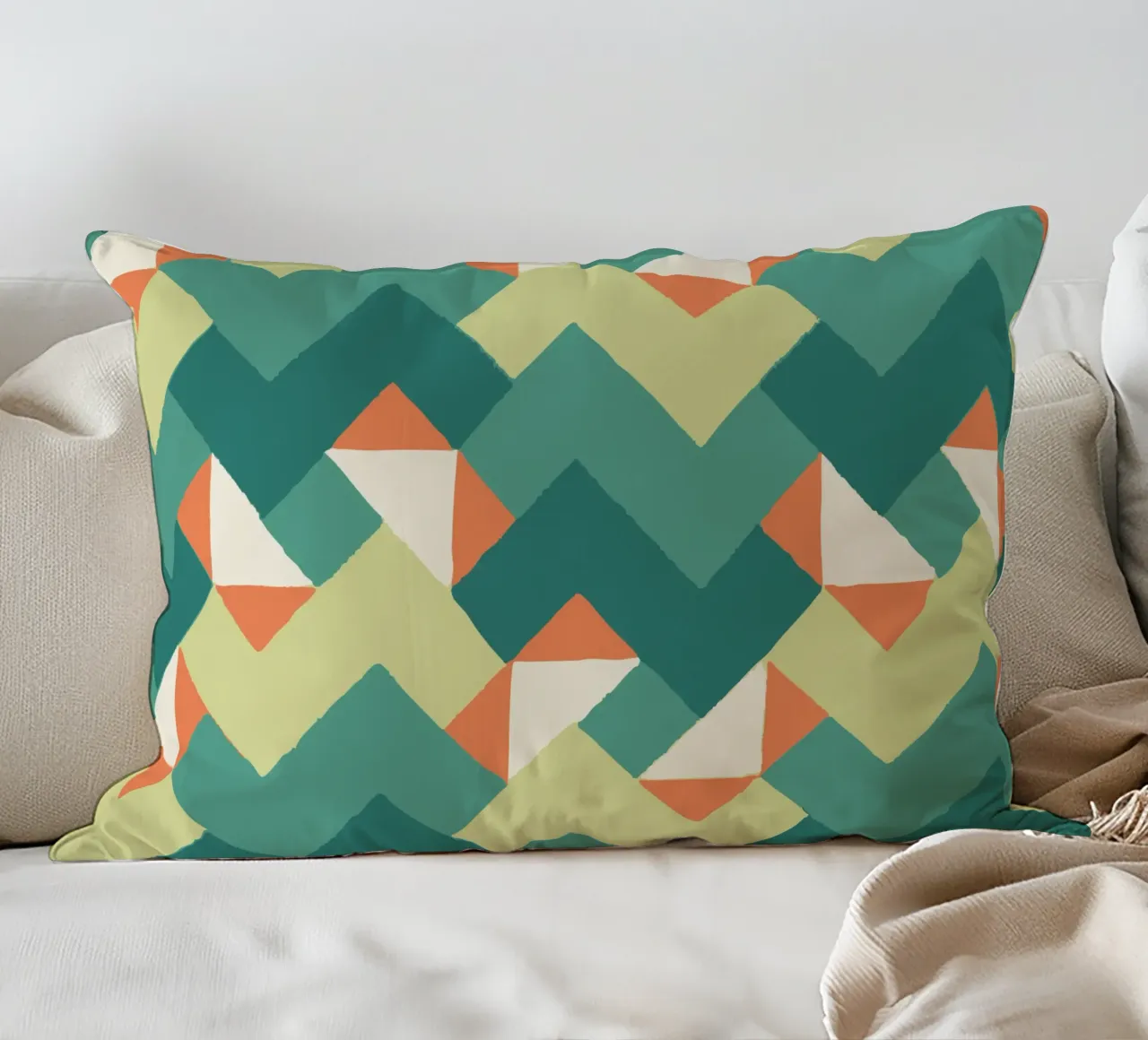 Abstract geometric pattern - Colourful retro design Print decorative cushion by luciette plastique