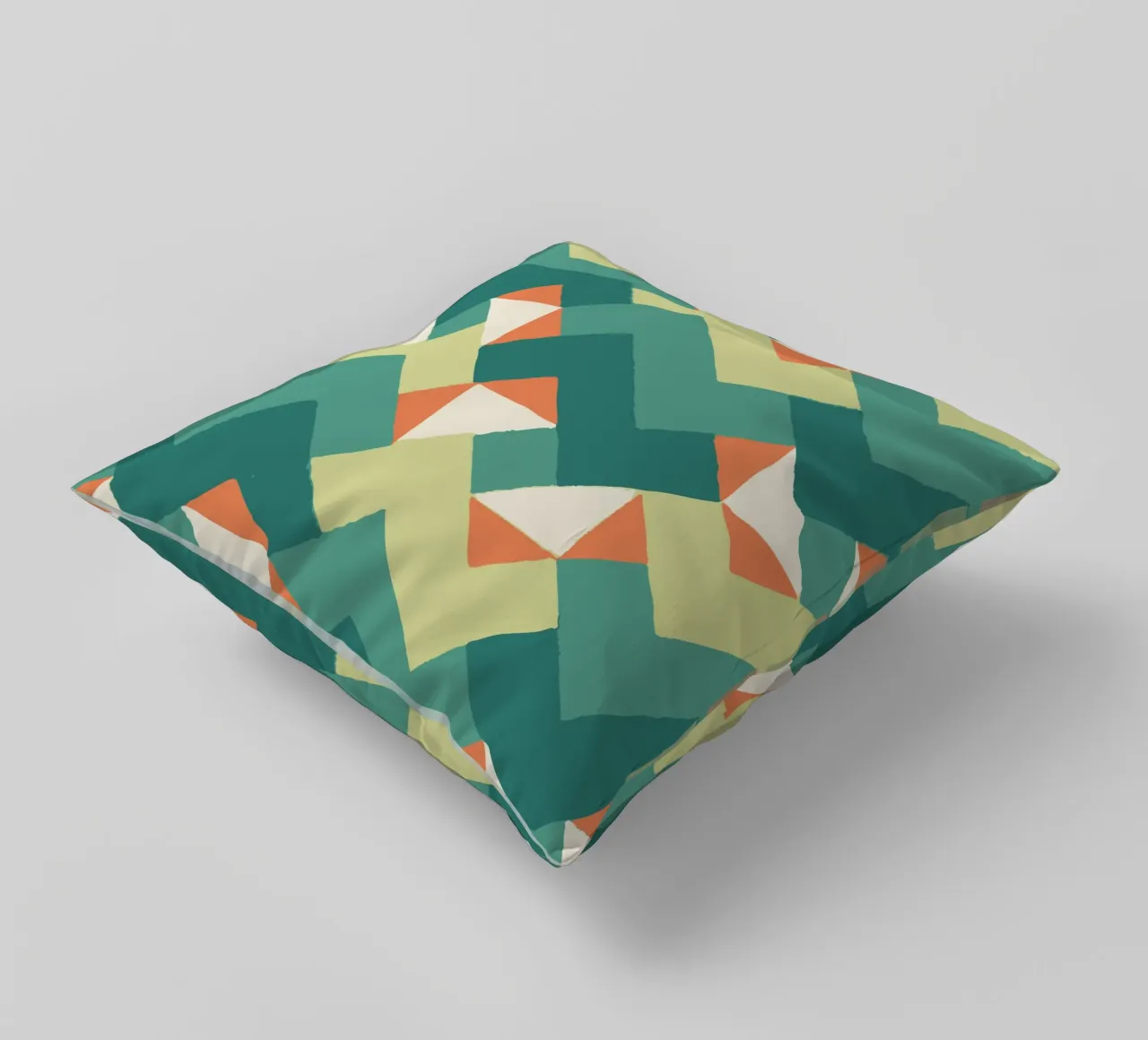 Abstract geometric pattern - Colourful retro design Print decorative cushion by luciette plastique
