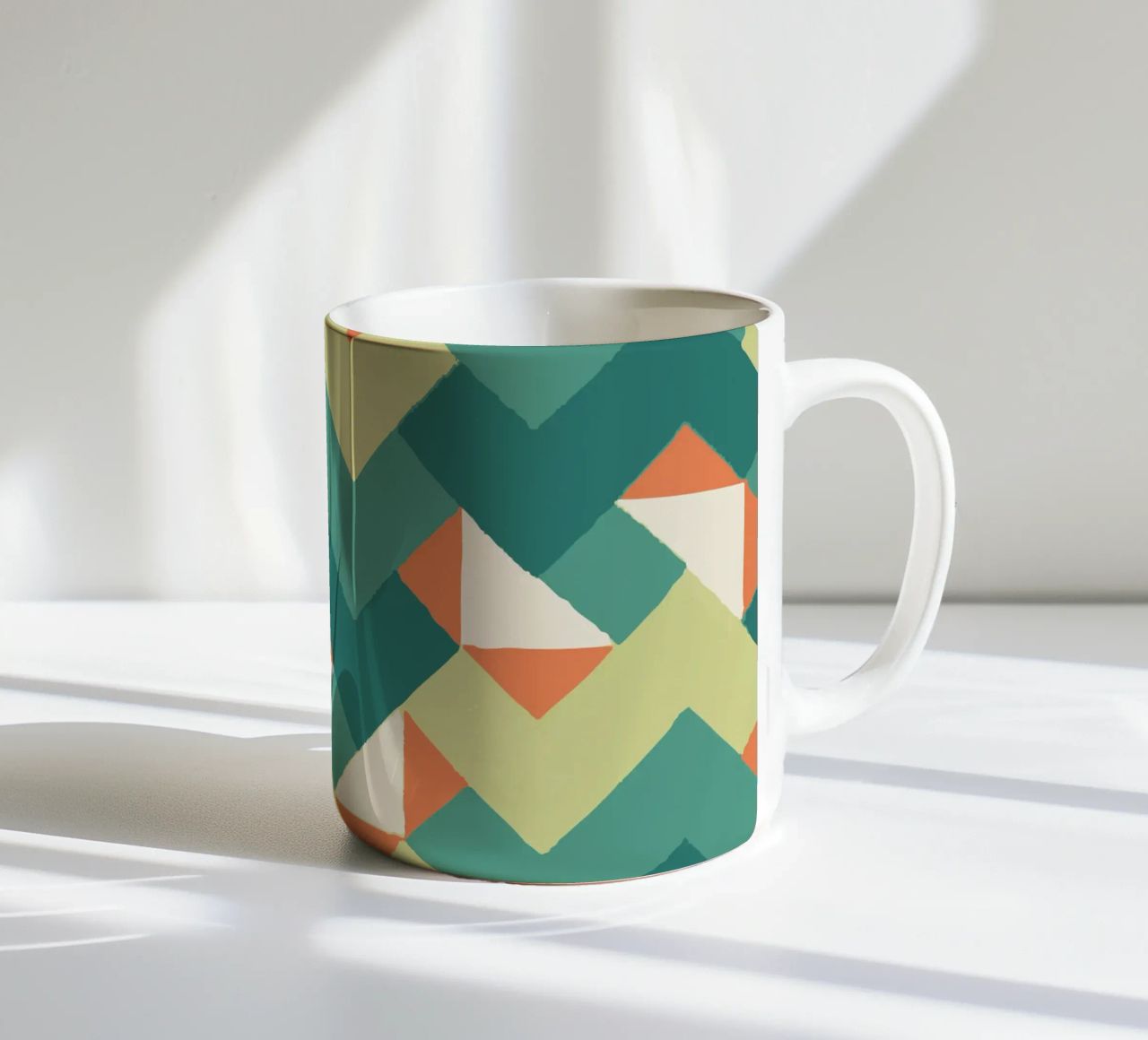 Abstract geometric pattern - Colourful retro design Print ceramic mug by luciette plastique